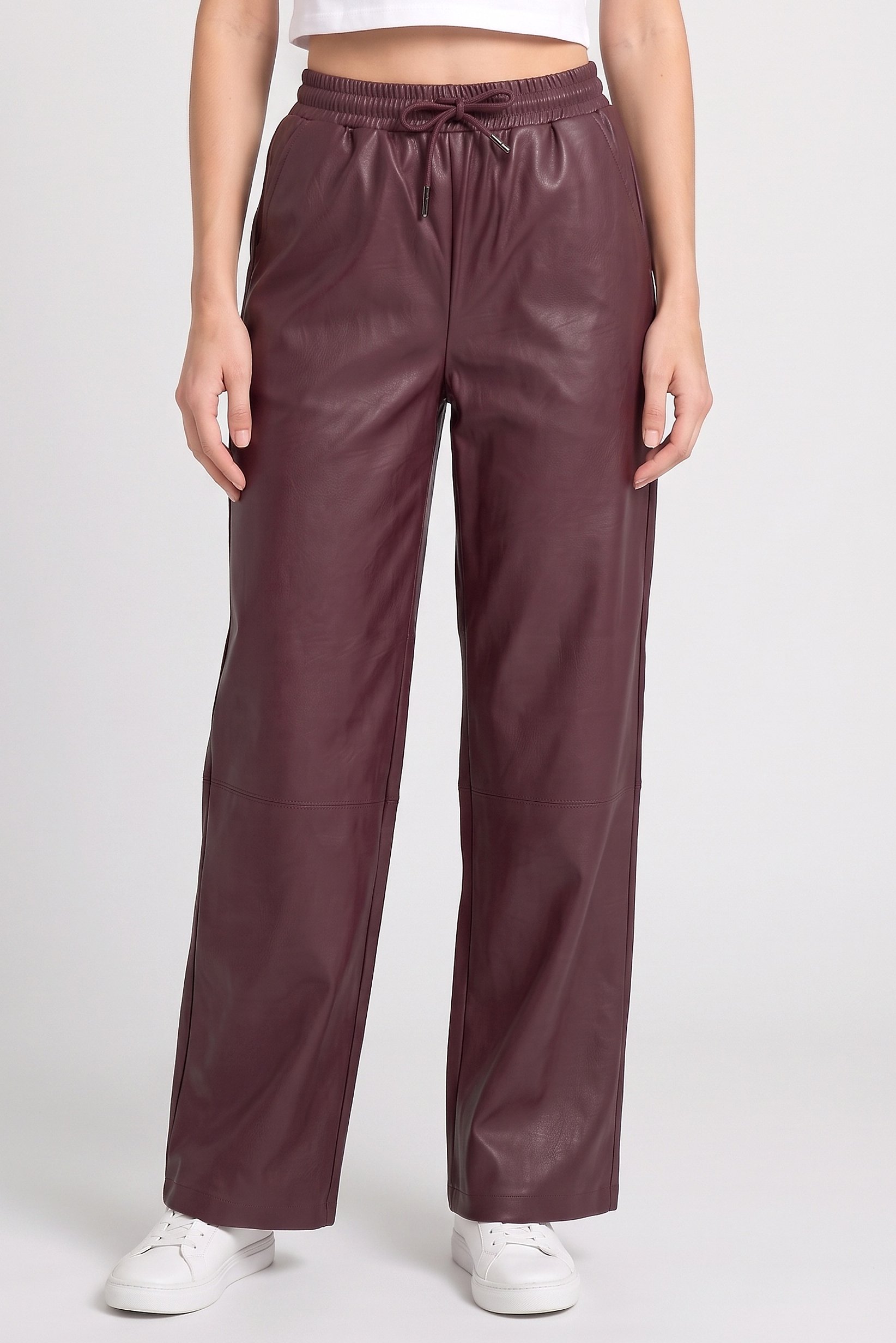 Women Regular Fit Solid Wide Leg Pants, Maroon