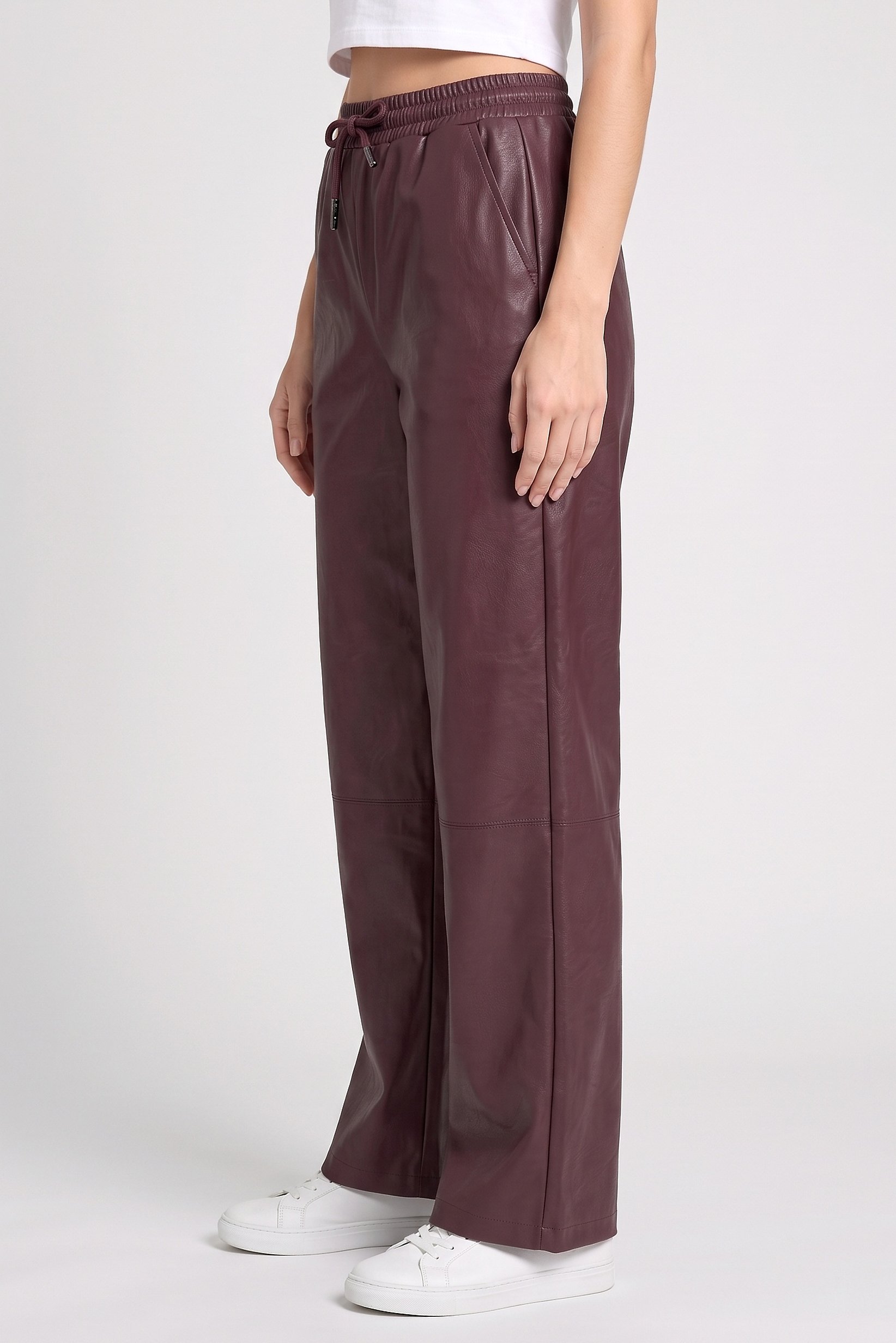 Women Regular Fit Solid Wide Leg Pants, Maroon