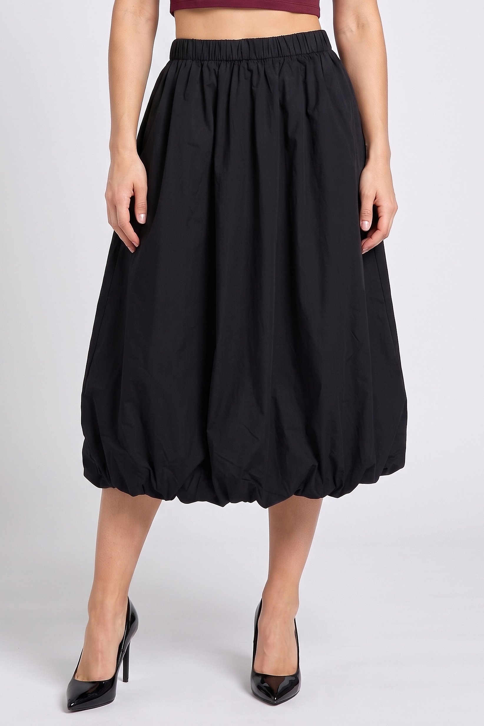 Women Solid Midi Skirt, Black