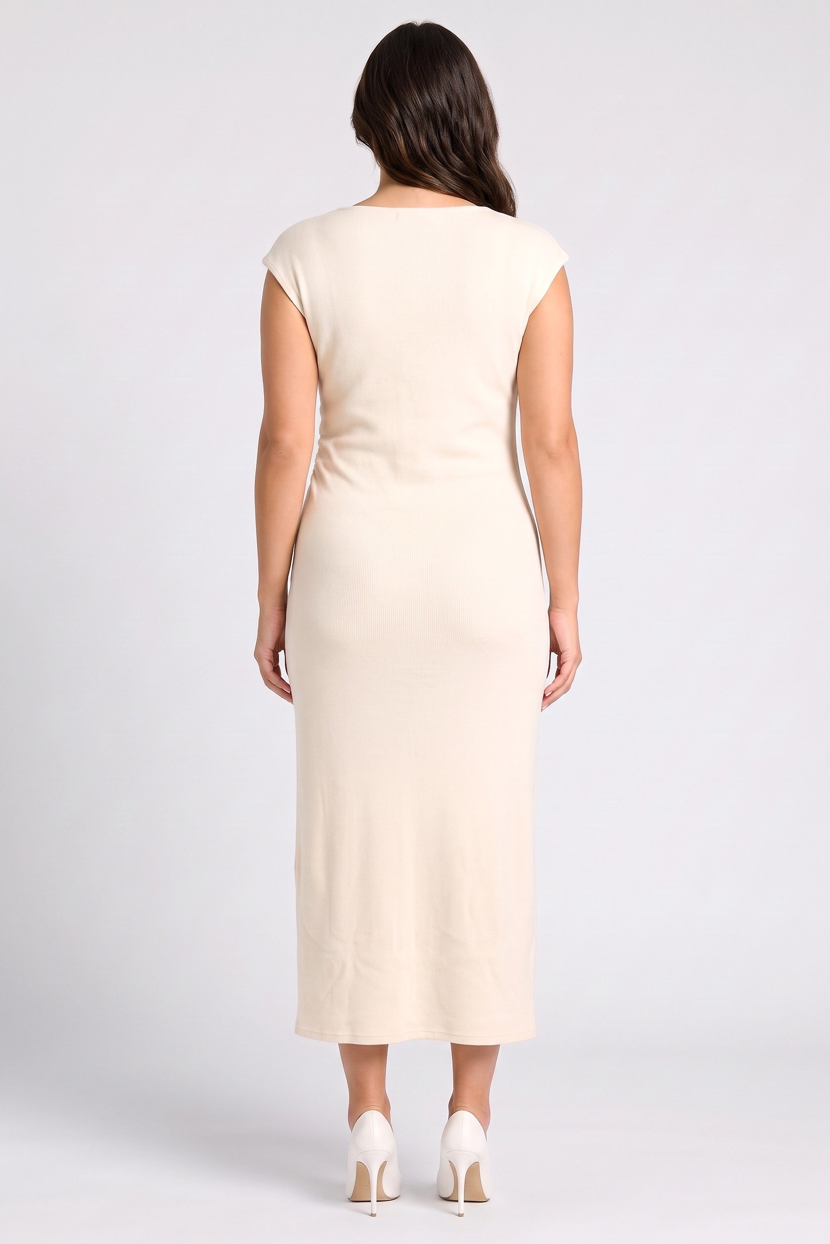 Women  Knitted Maxi Dress, Cream