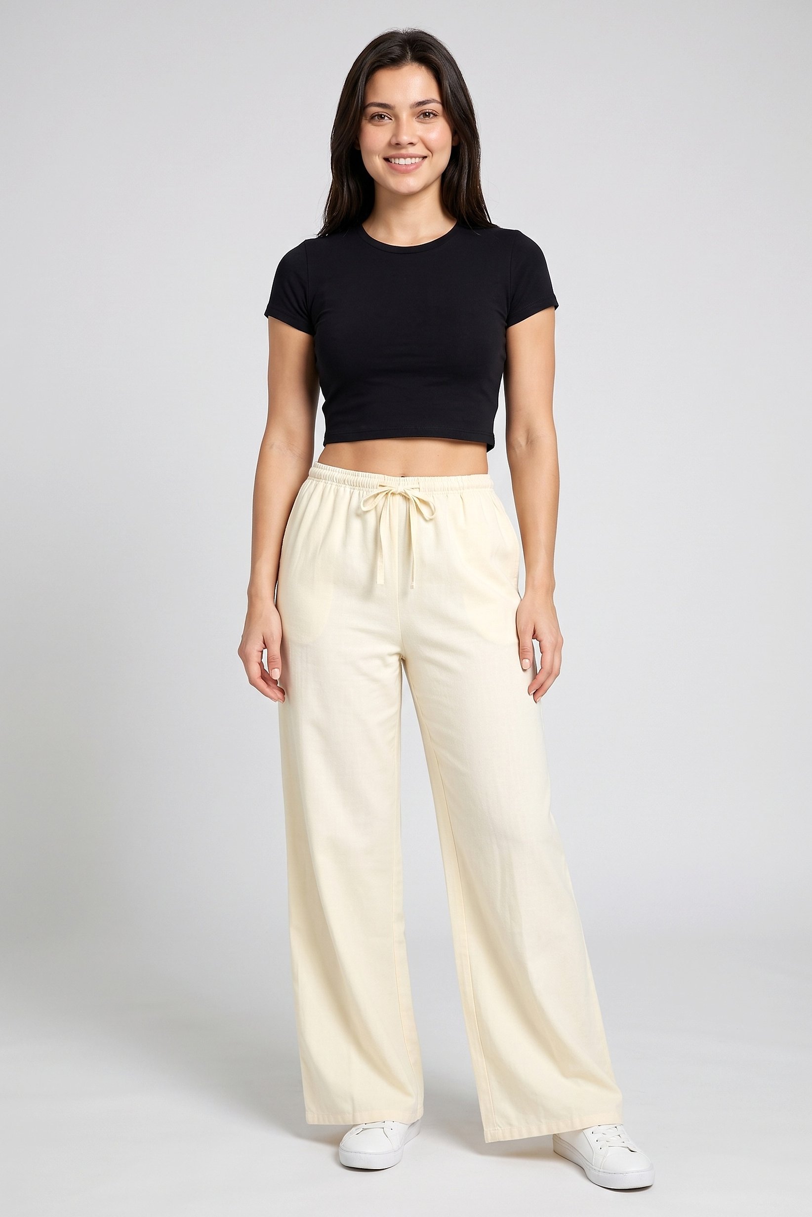 Women Regular Fit Solid Wide Leg Pants, Yellow