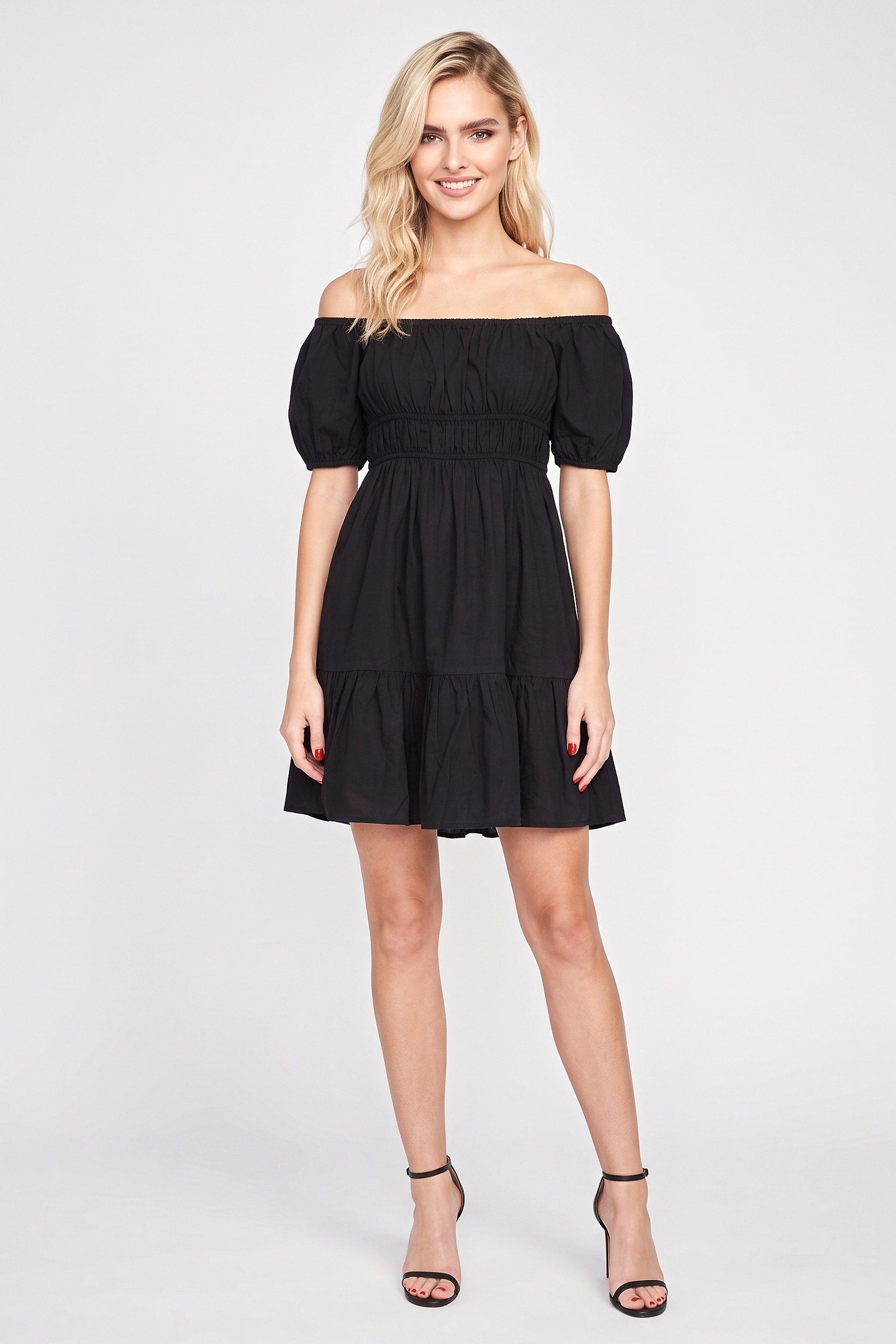 Women Solid Mini Dress, Black