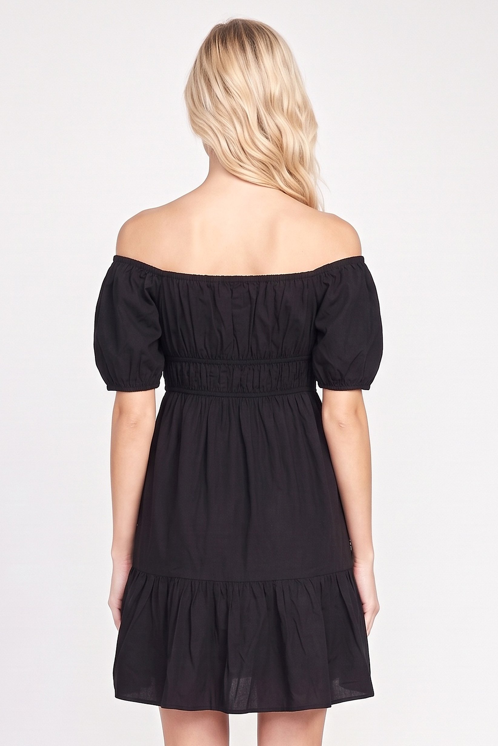 Women Solid Mini Dress, Black