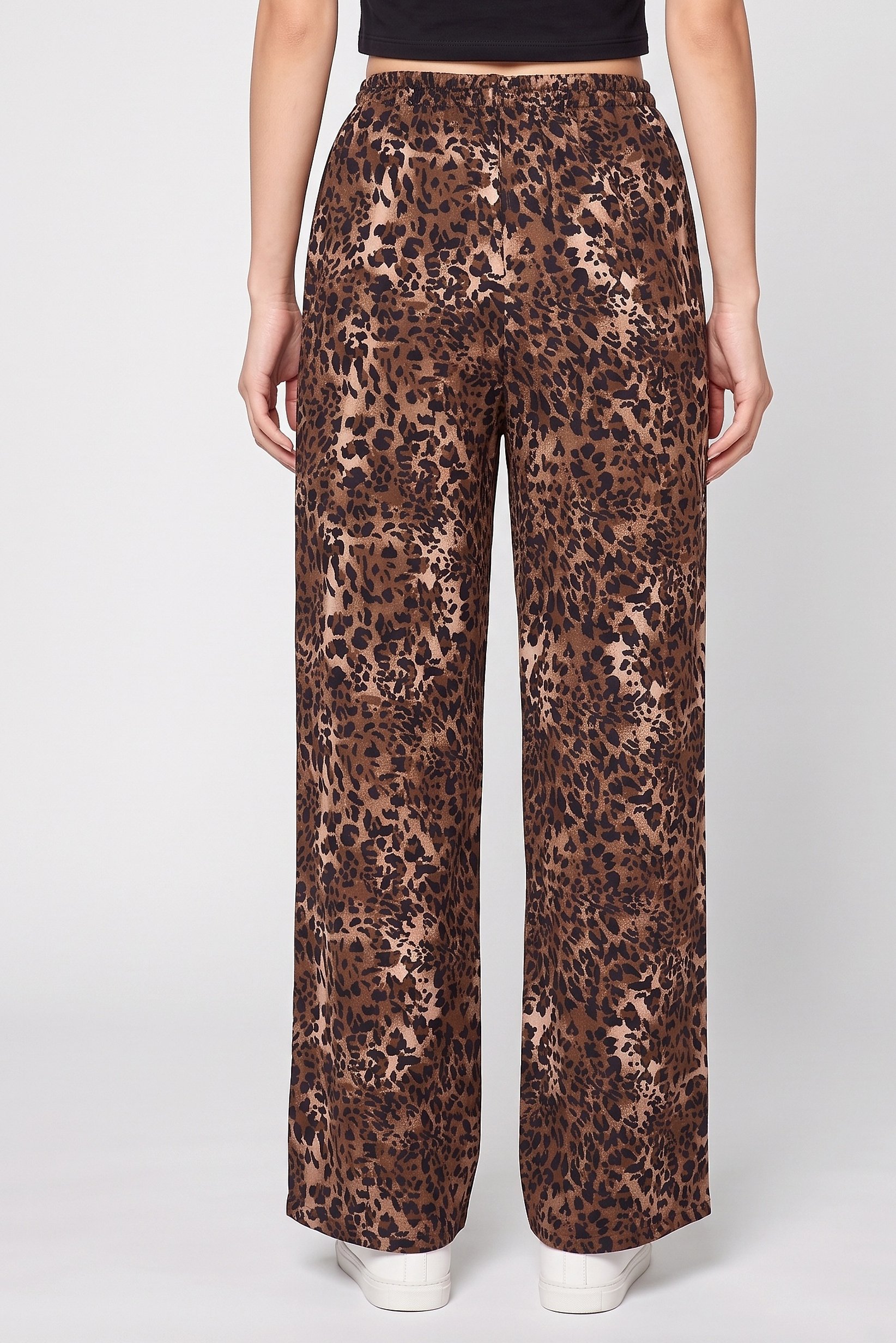 Women Regular Fit Animal Print Wide Leg Pants, Multicolor