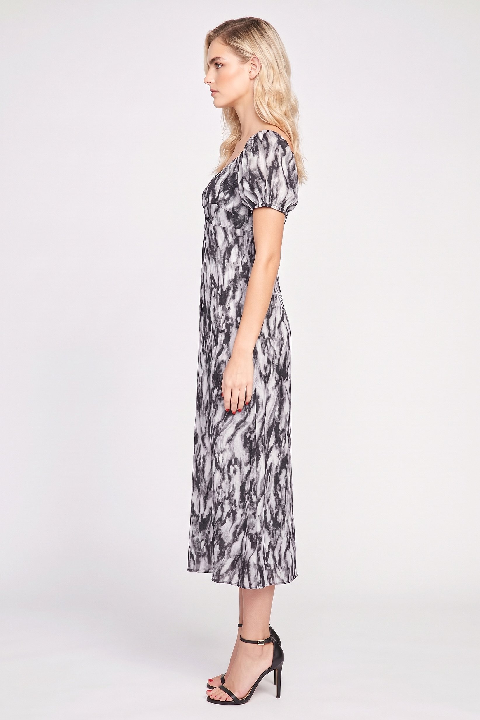 Women Abstract Print Midi Dress, Multicolor