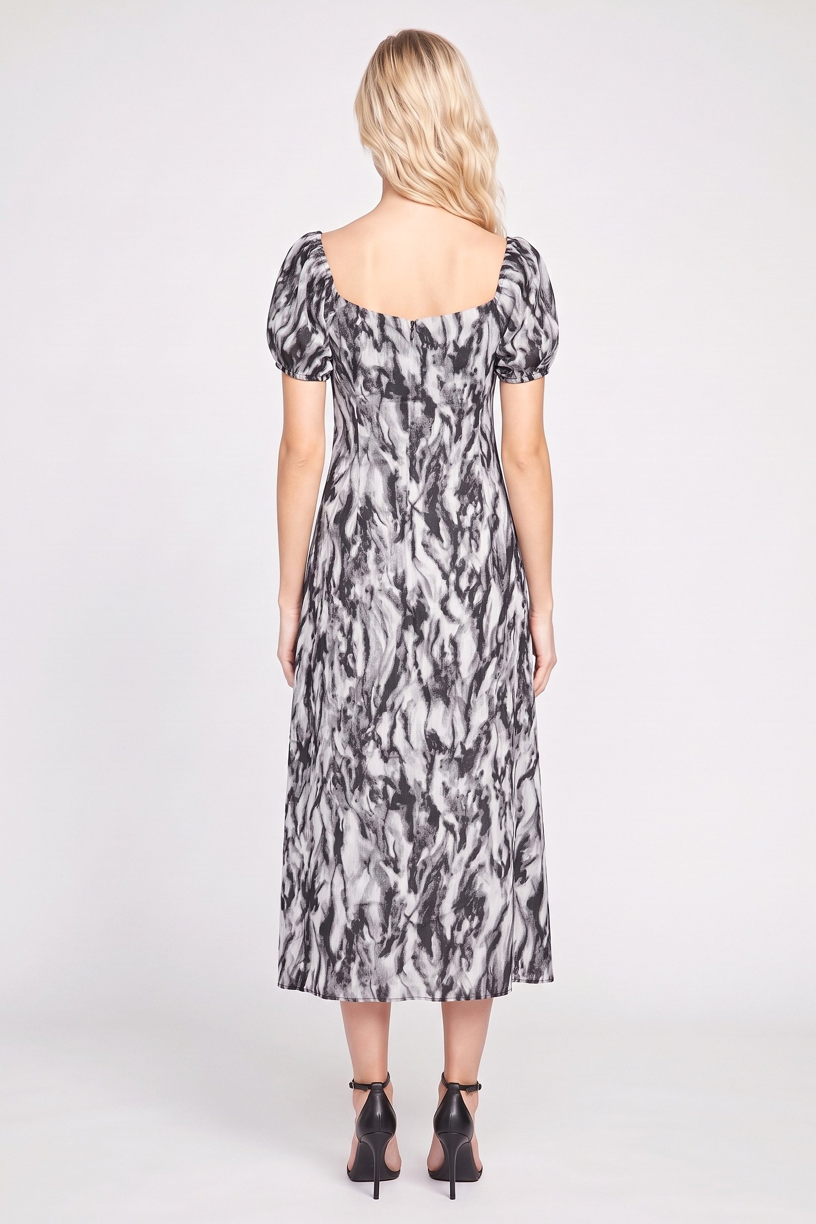 Women Abstract Print Midi Dress, Multicolor