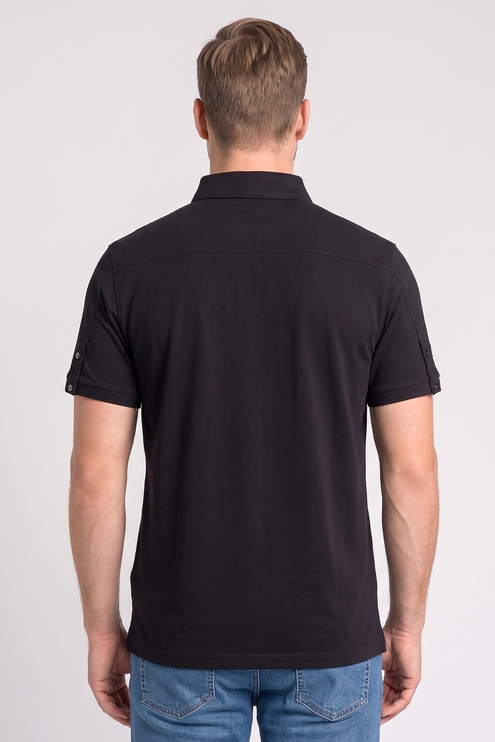 Men Regular Fit Brand Logo Short Sleeve Polo Shirt, Black