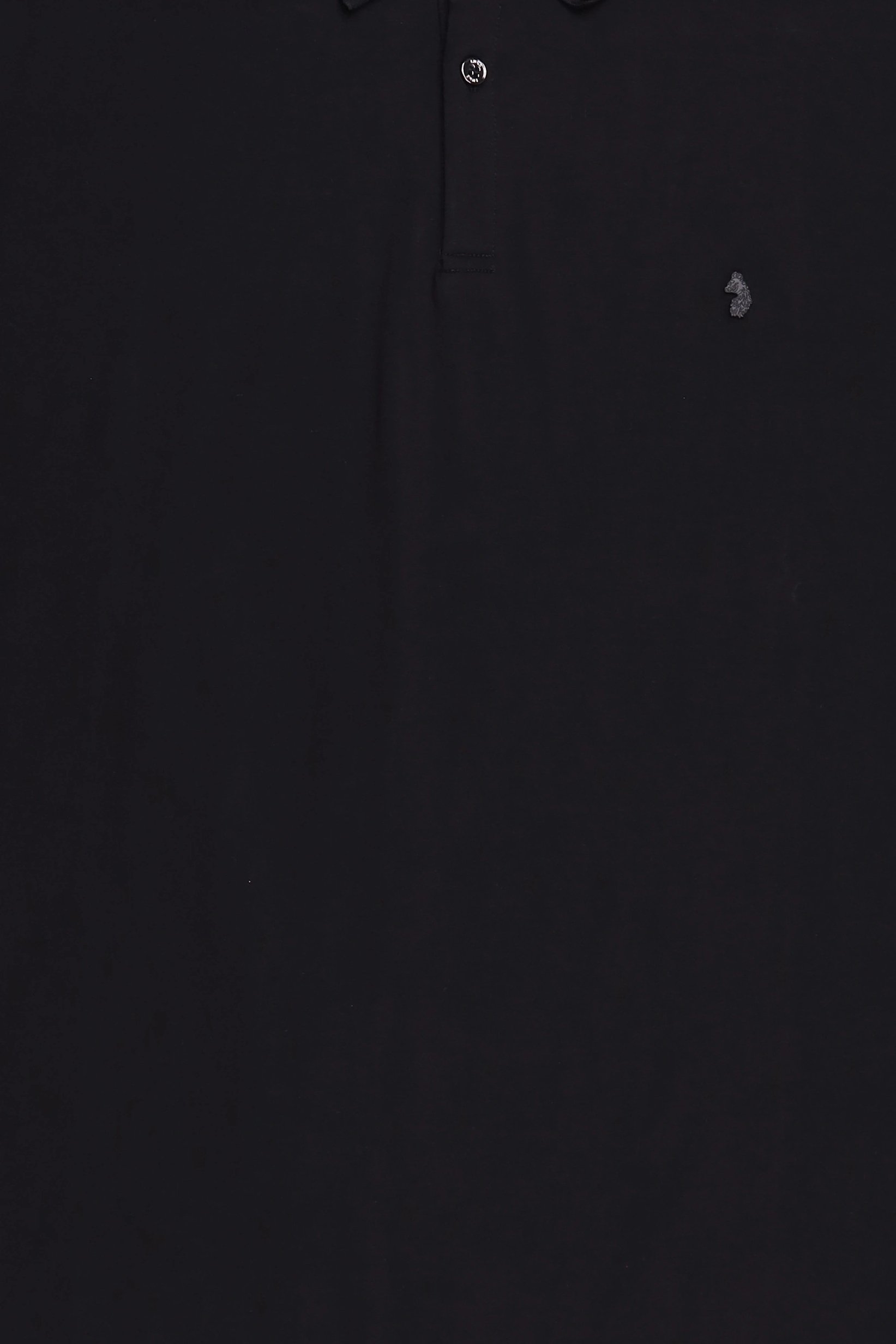Men Regular Fit Brand Logo Short Sleeve Polo Shirt, Black
