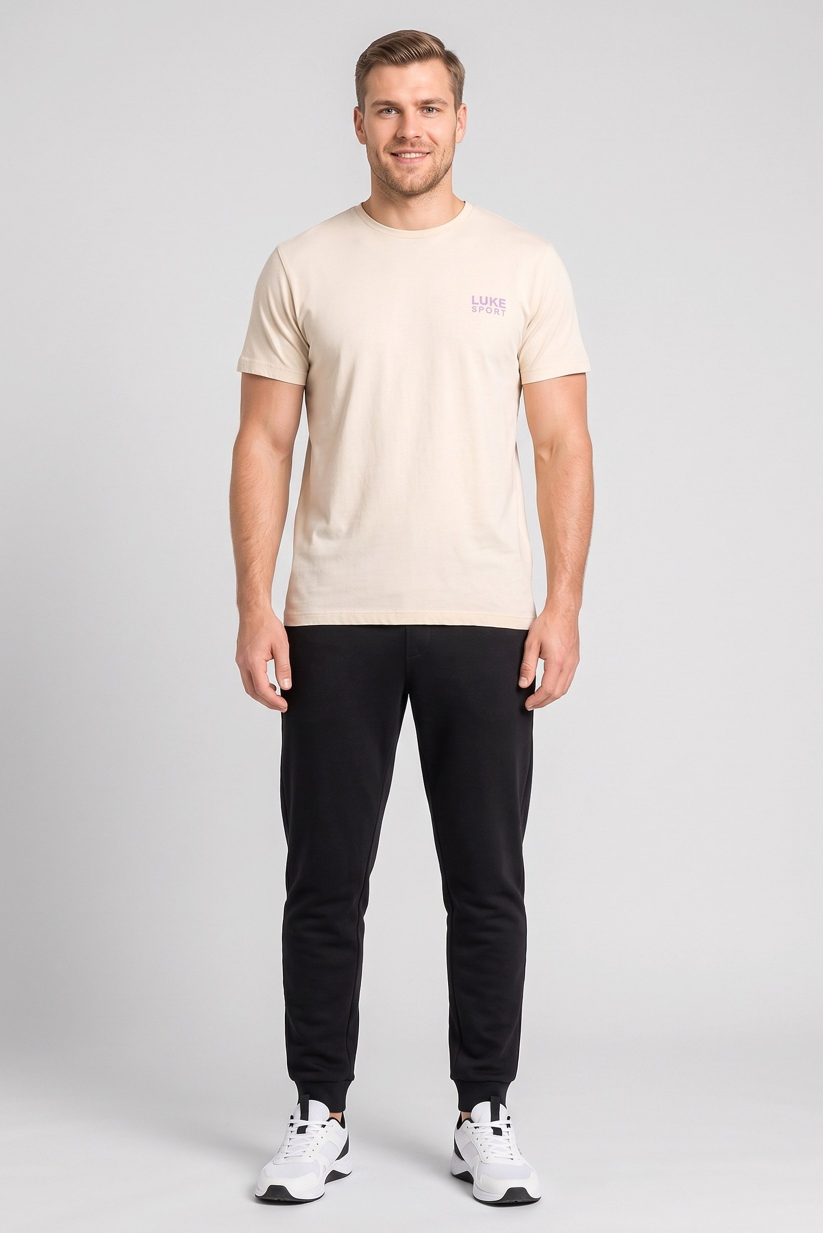 Men Sportswear Fit Short Sleeve Outdoor T-Shirt, Biege