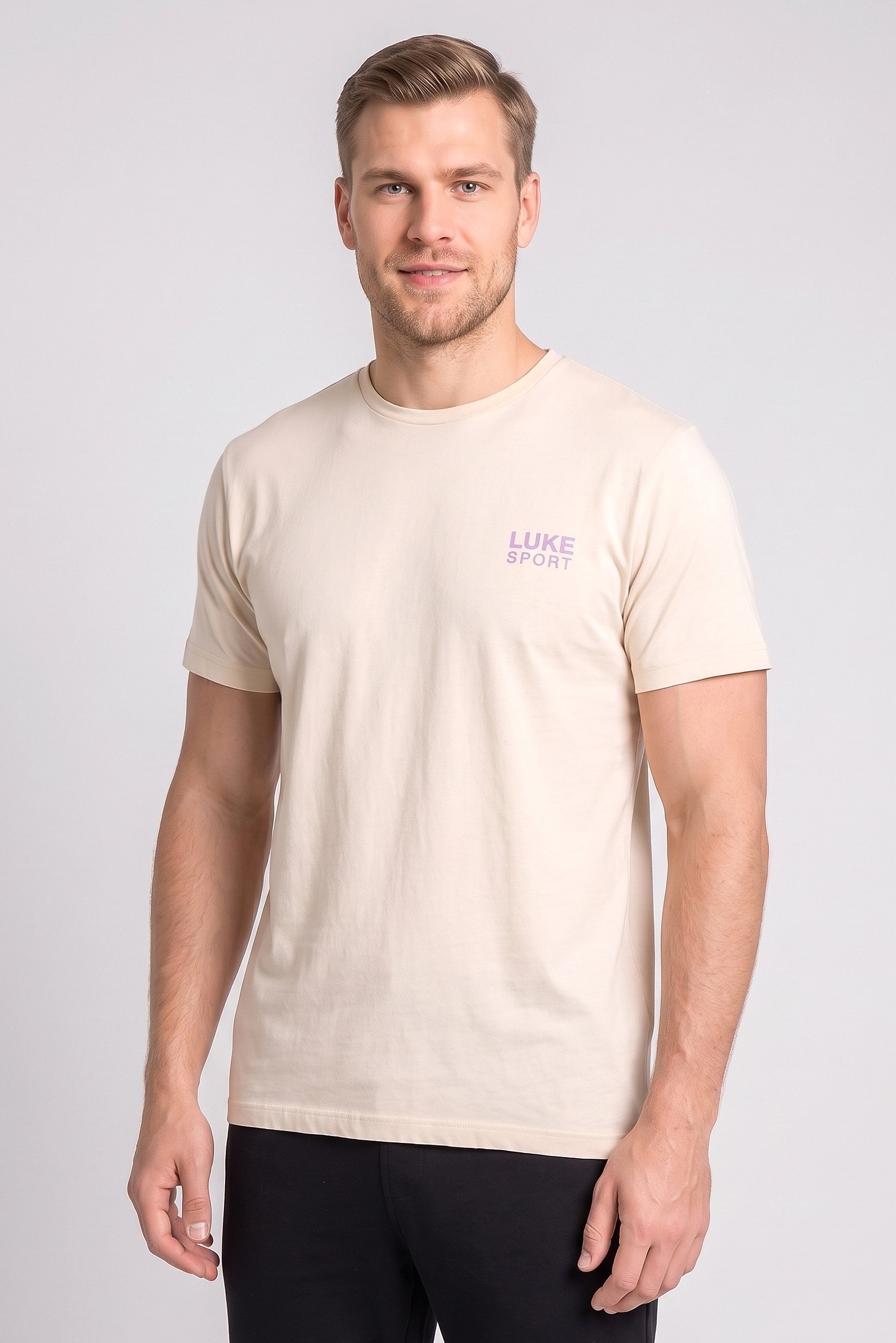 Men Sportswear Fit Short Sleeve Outdoor T-Shirt, Biege