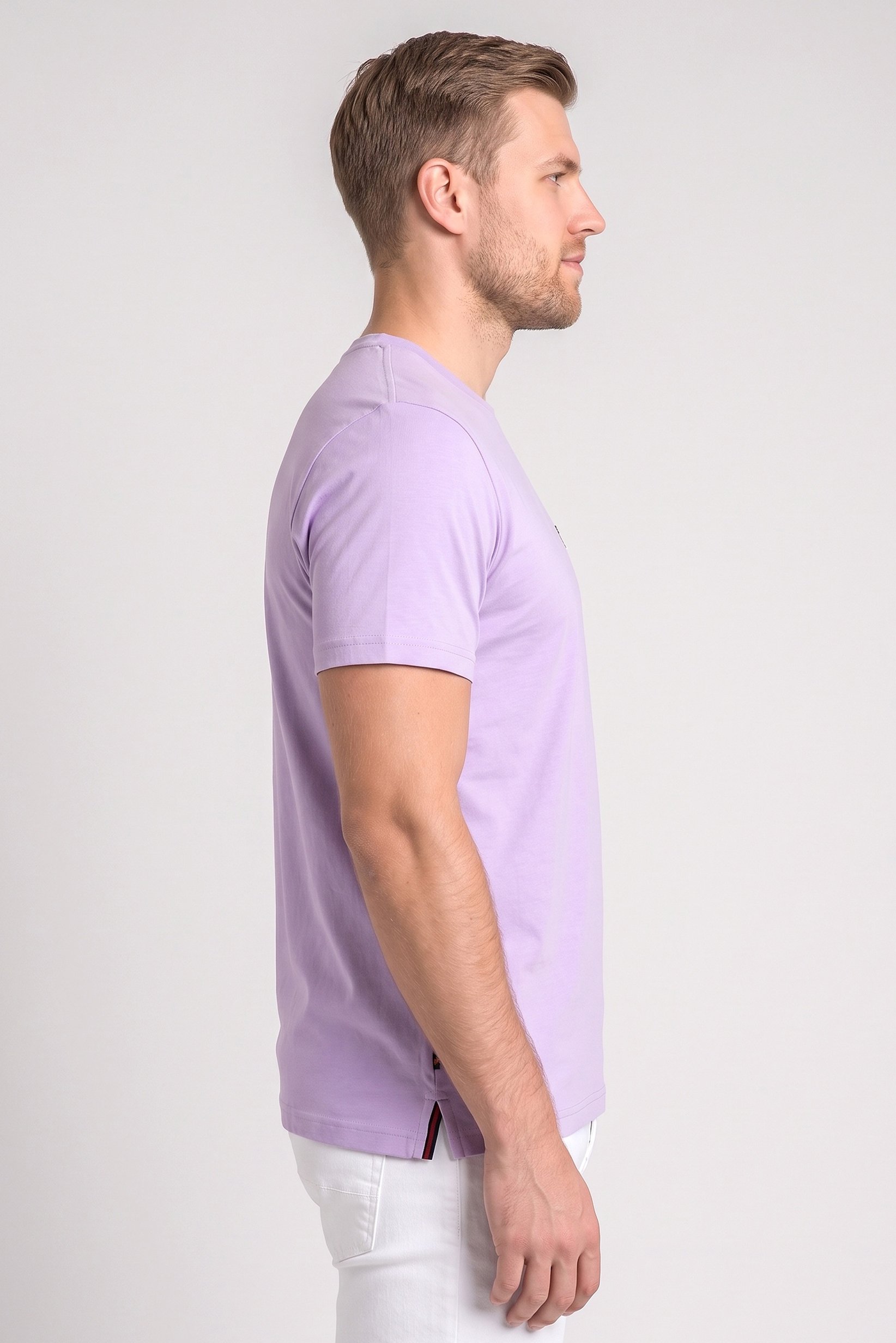 Men Sportswear Fit Short Sleeve Outdoor T-Shirt, Lavender