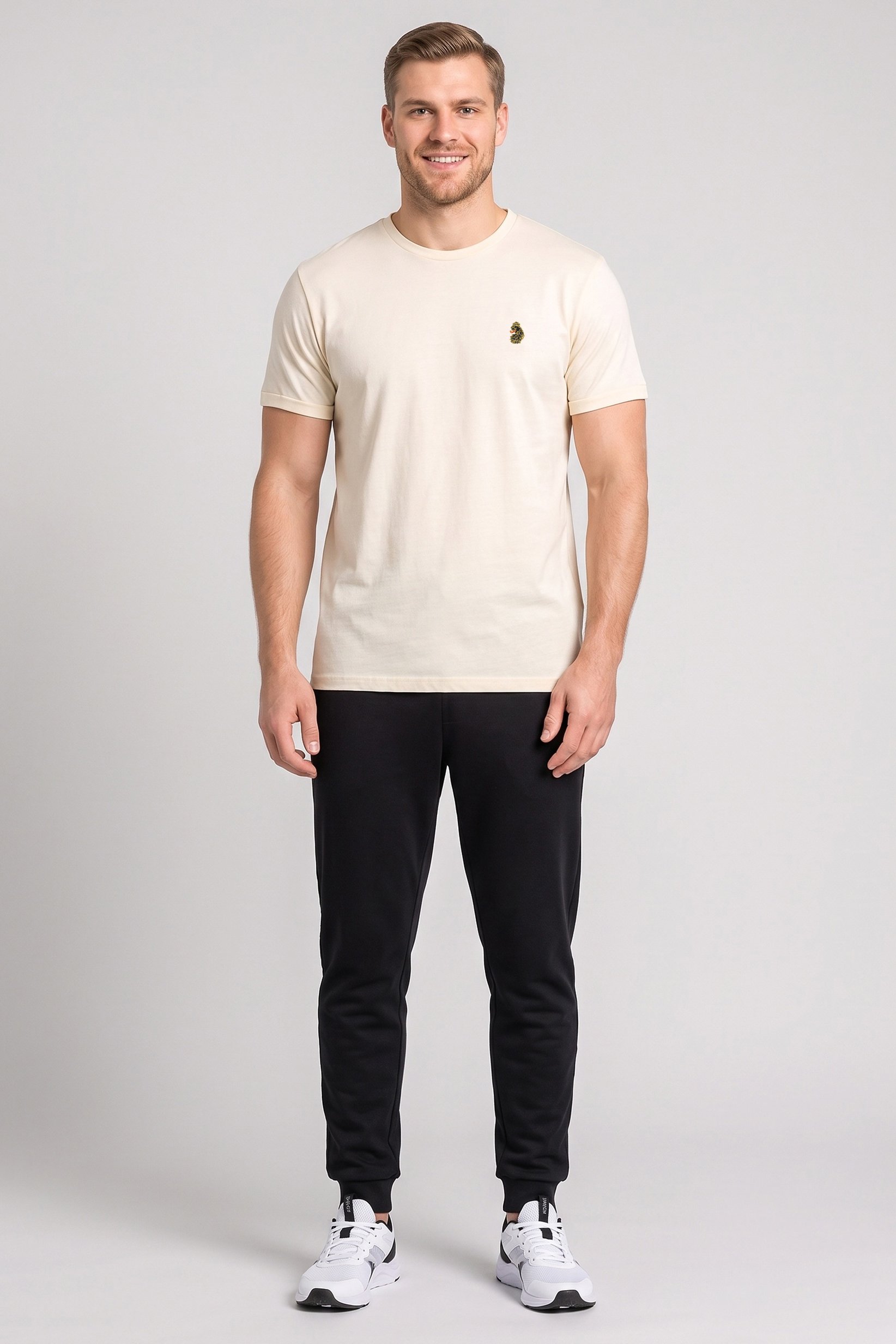 Men Sportswear Fit Short Sleeve Outdoor T-Shirt, Cream
