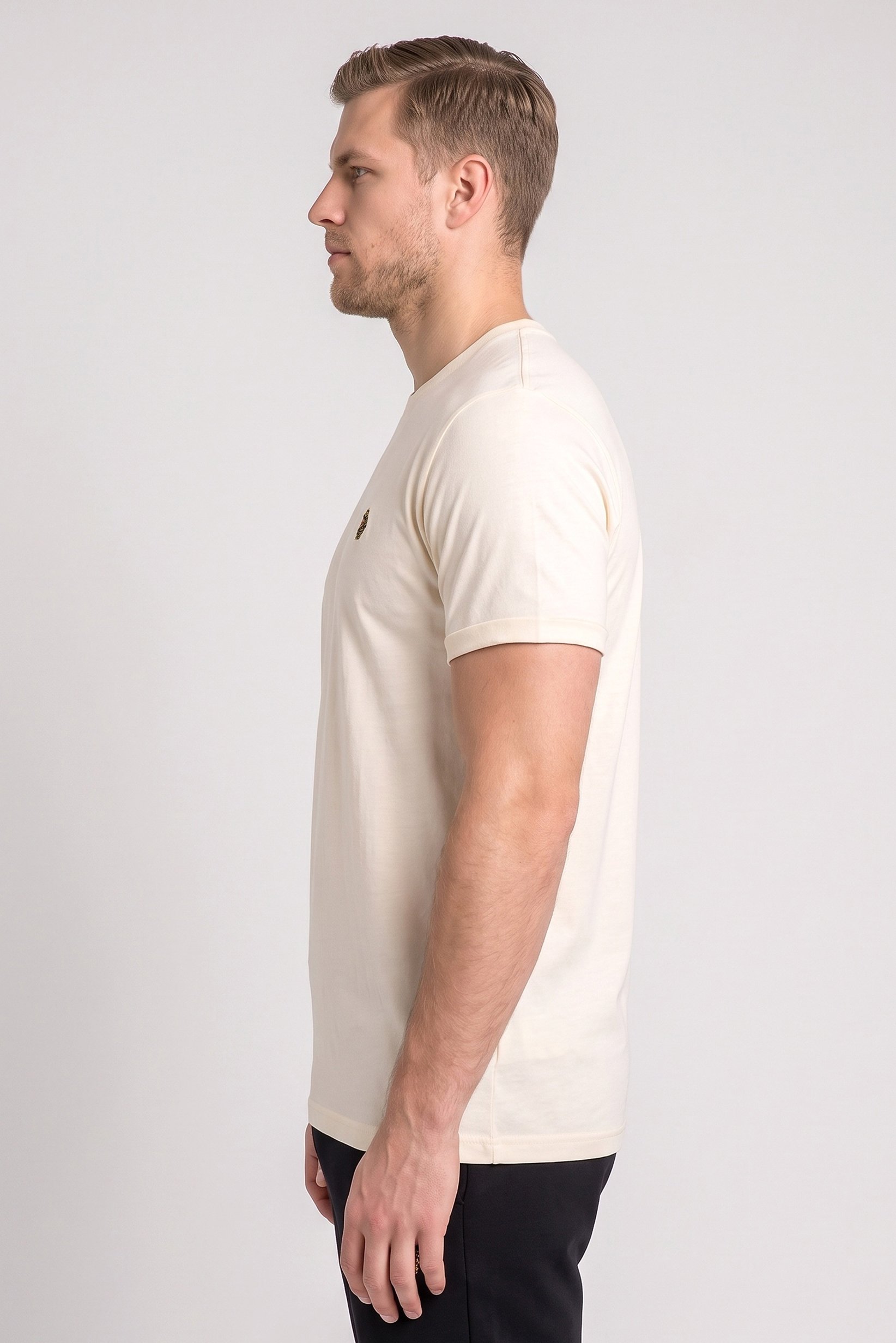 Men Sportswear Fit Short Sleeve Outdoor T-Shirt, Cream