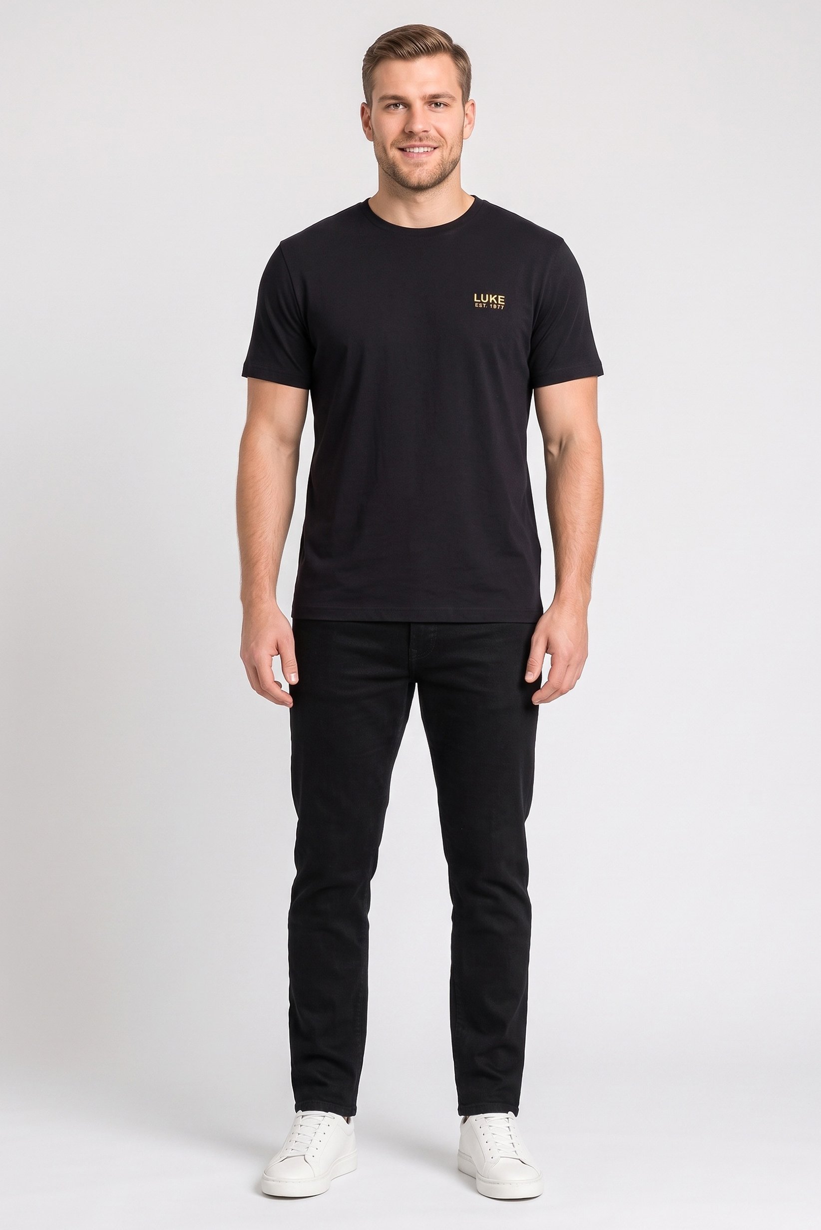 Men Crew Neck Short Sleeve Graphic Print T-Shirt, Black