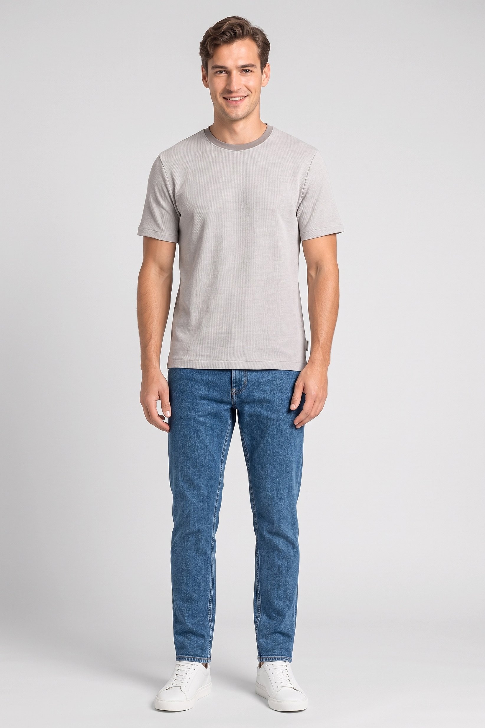 Men Crew Neck Short Sleeve Textured T-Shirt, Multicolor