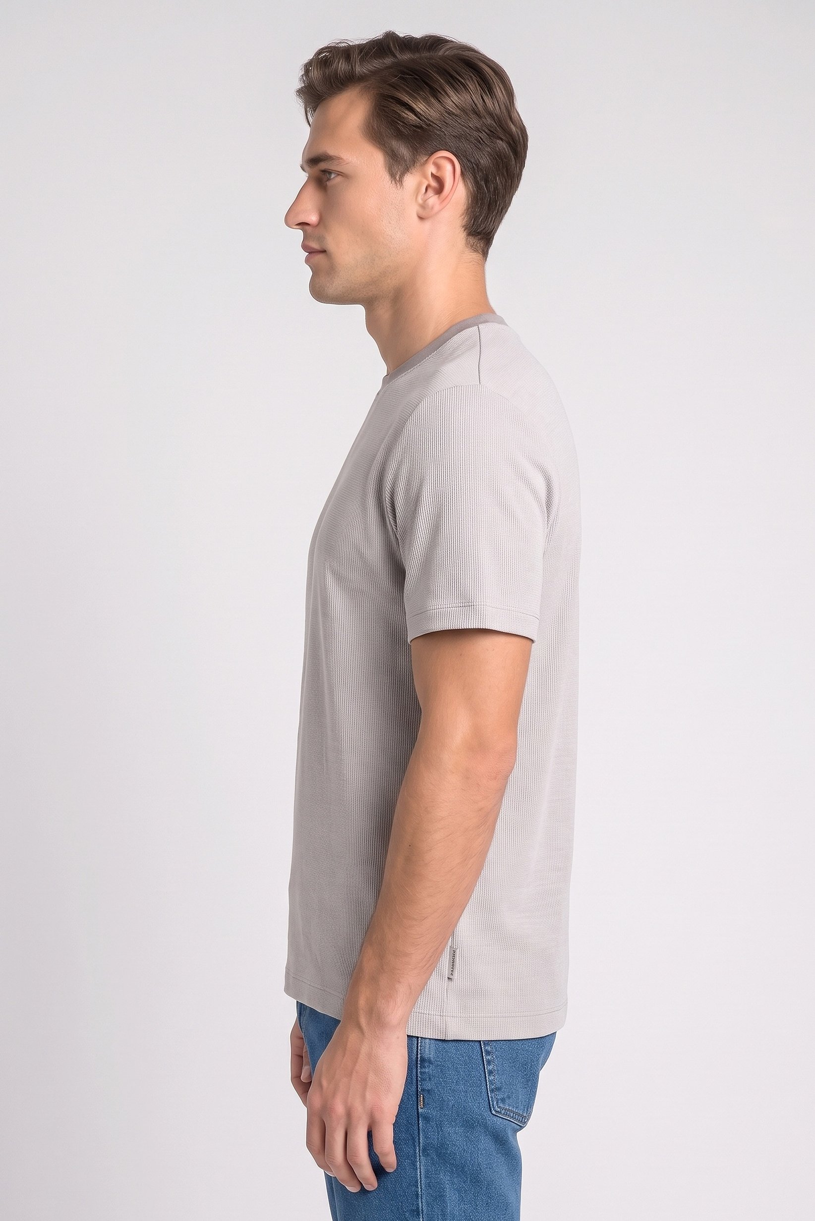 Men Crew Neck Short Sleeve Textured T-Shirt, Multicolor
