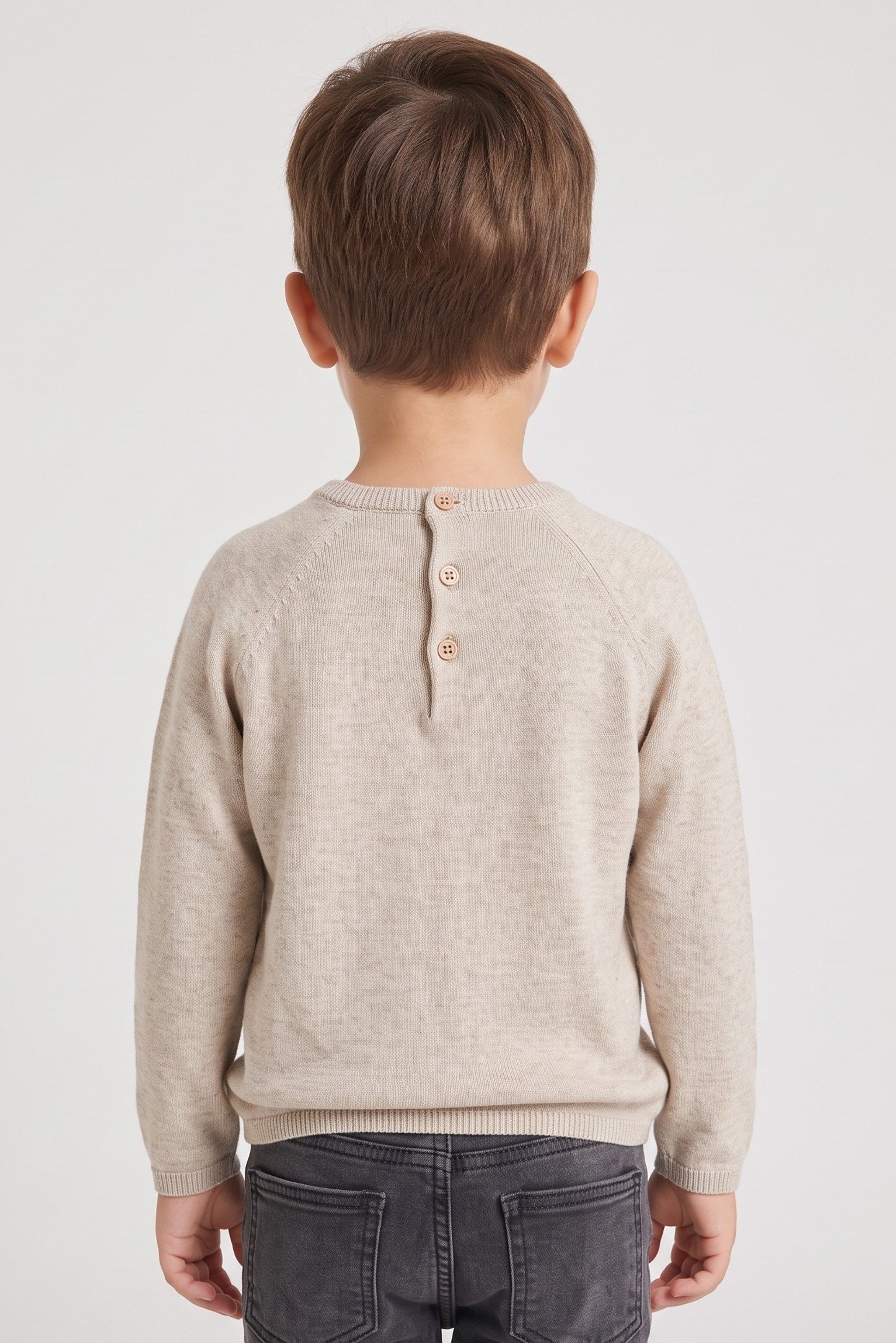 Toddlers Boy Long Sleeve Graphic Print Sweater, Beige