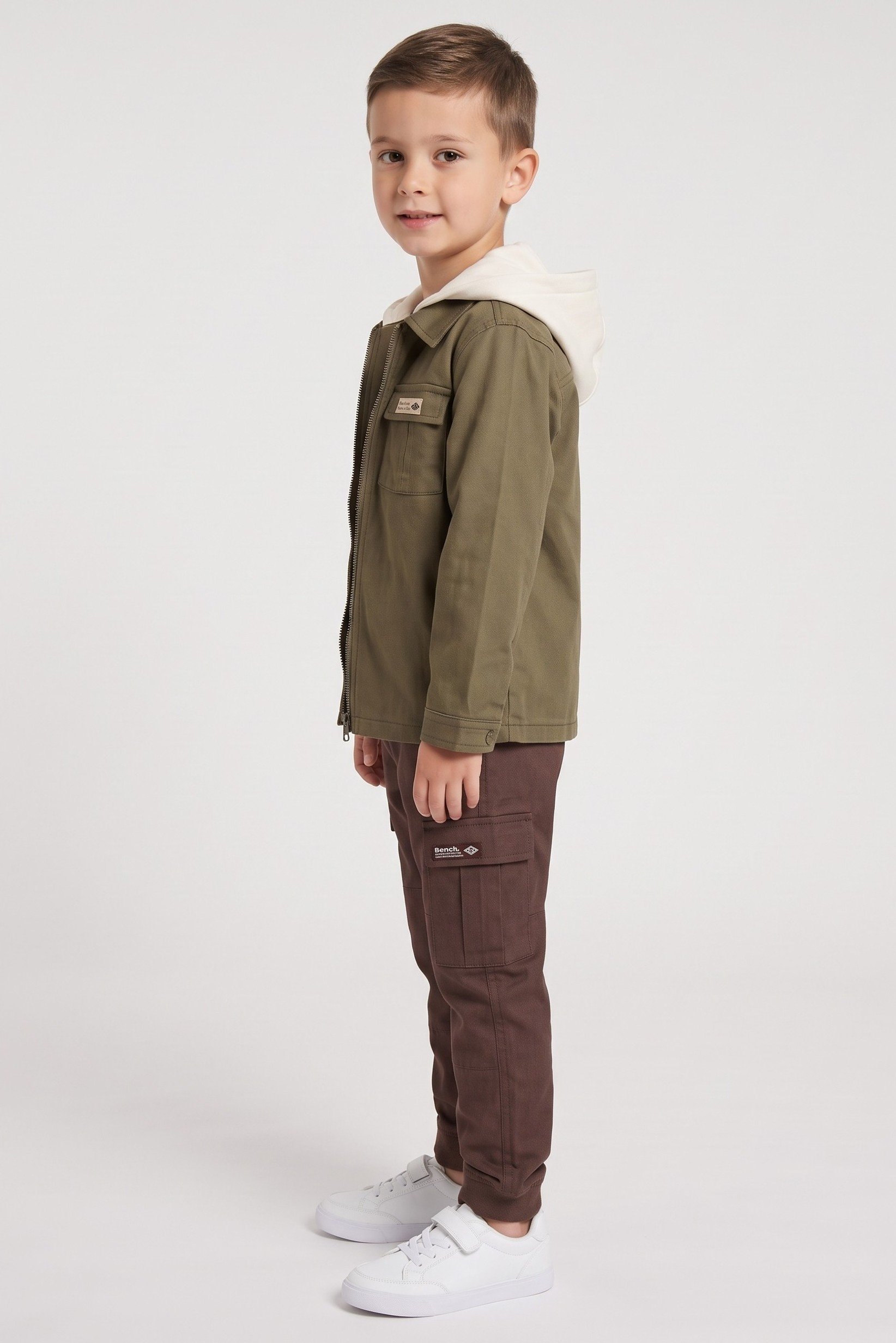 Kids Boy 3 Pcs Denim Jacket And Long Sleeve T-Shirt With Cargo Pants Set, Multicolor