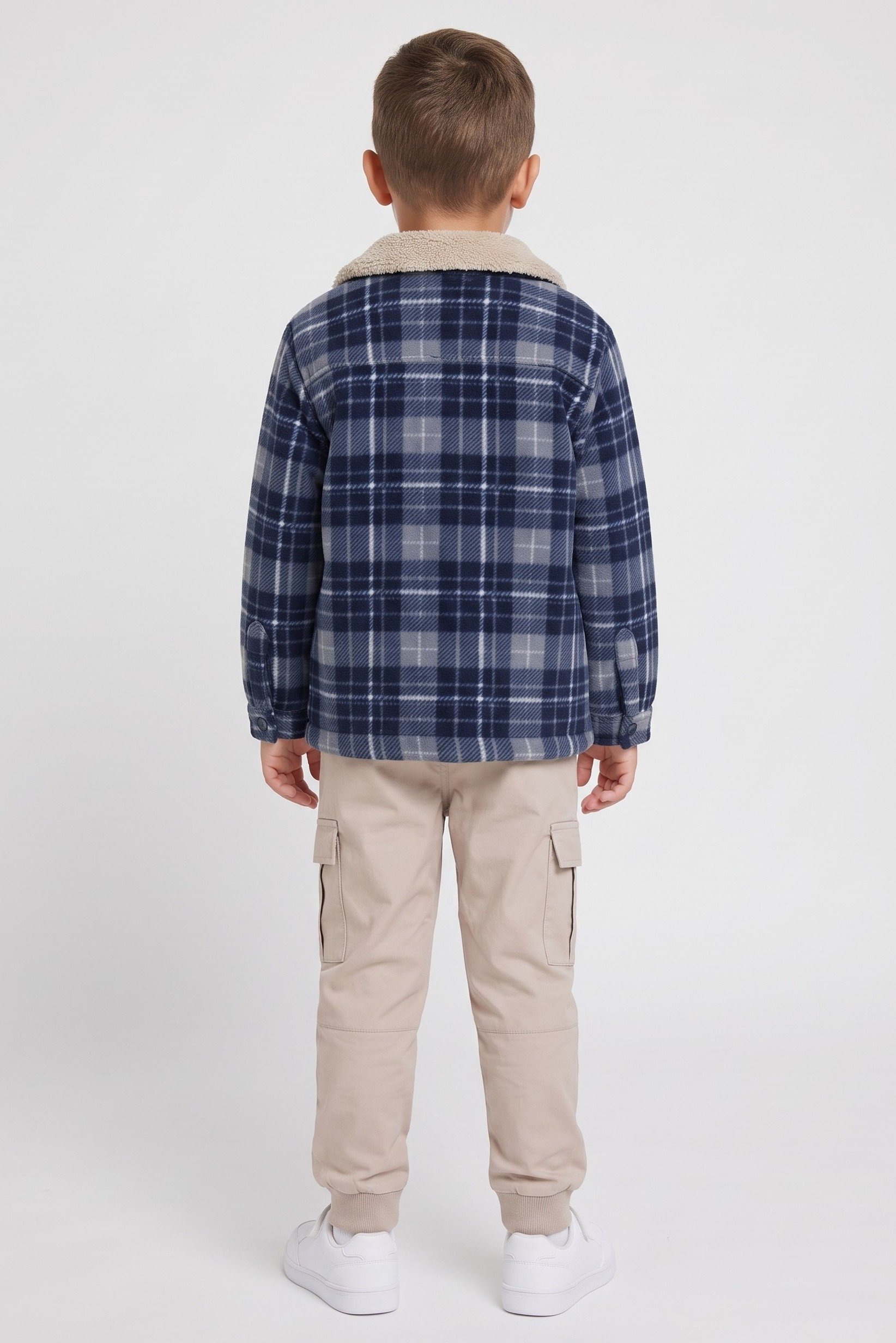 Kids Boy 3 Pcs Plaid Long Sleeve Shirt Jacket And T-shirt With Pants Set, Multicolor