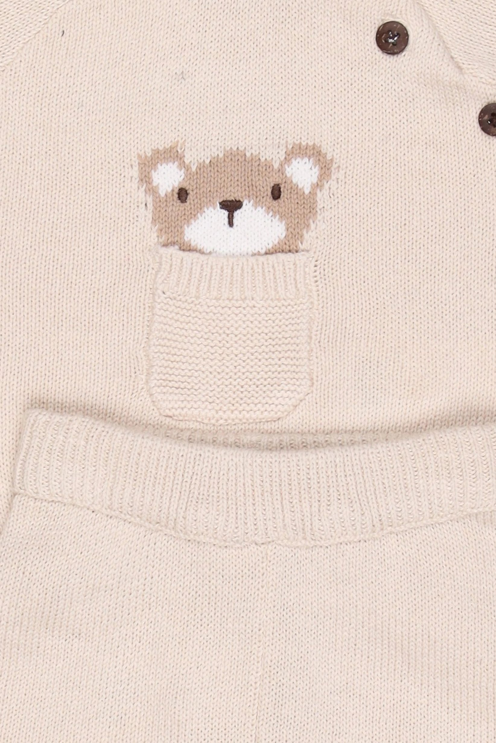 Toddlers Boy 3 Pcs Knitted Sweater And Pants With Beanie, Beige