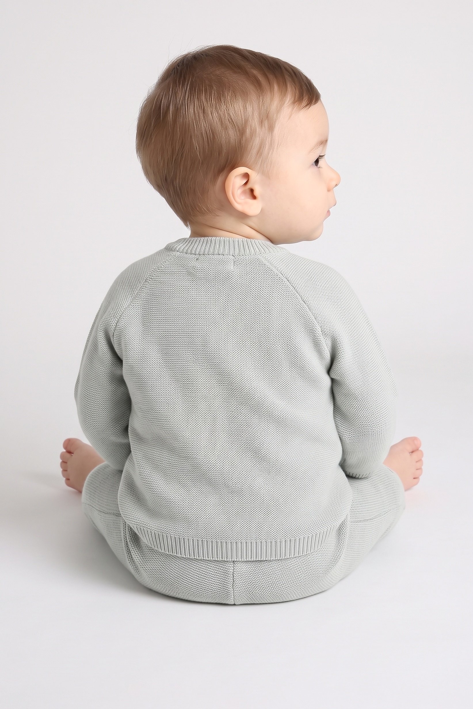 Toddlers Boy 2 Pcs Embroidered Sweater And Pants Set, Sage Green