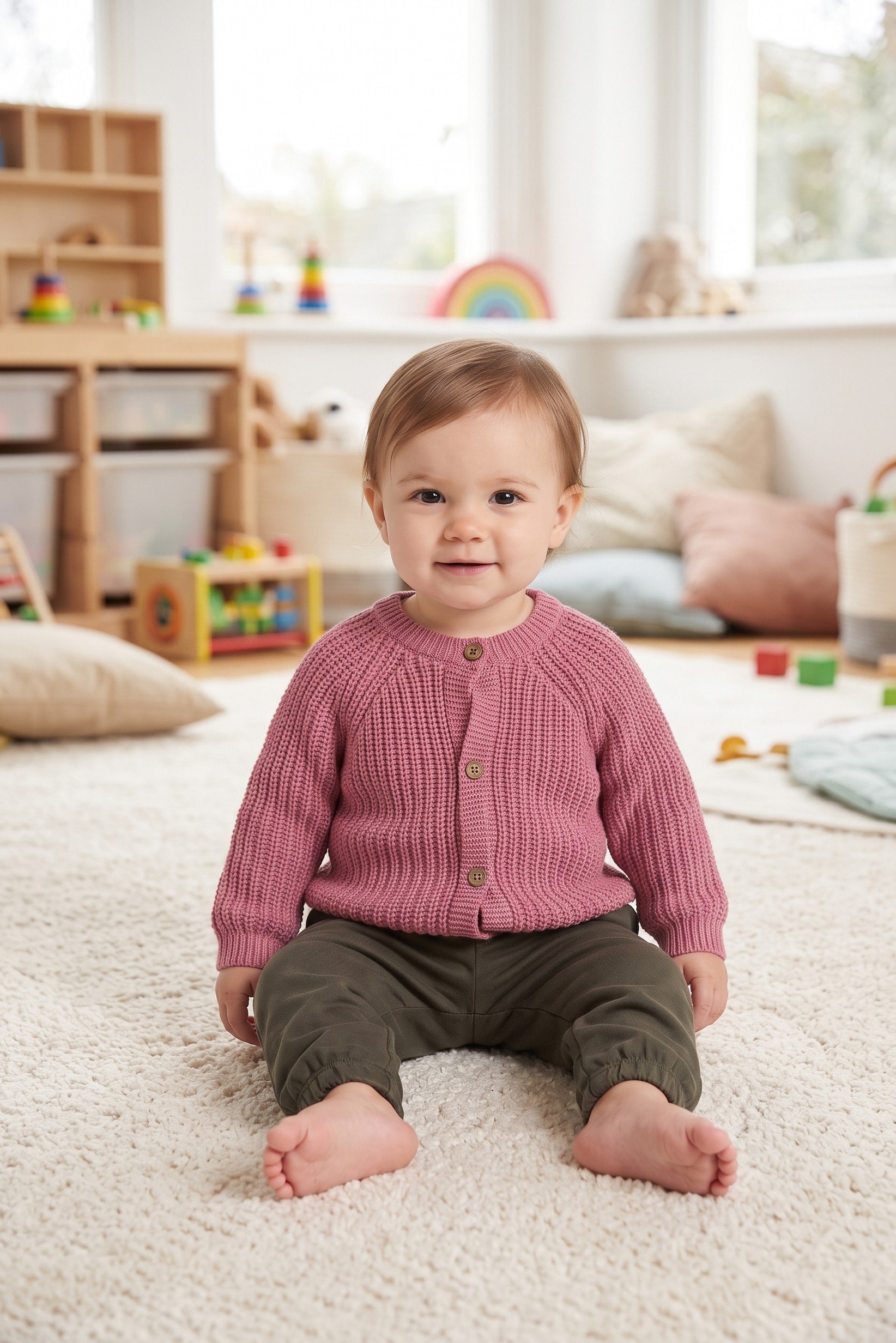 Toddlers Girl Long Sleeve Knitted Sweater, Pink