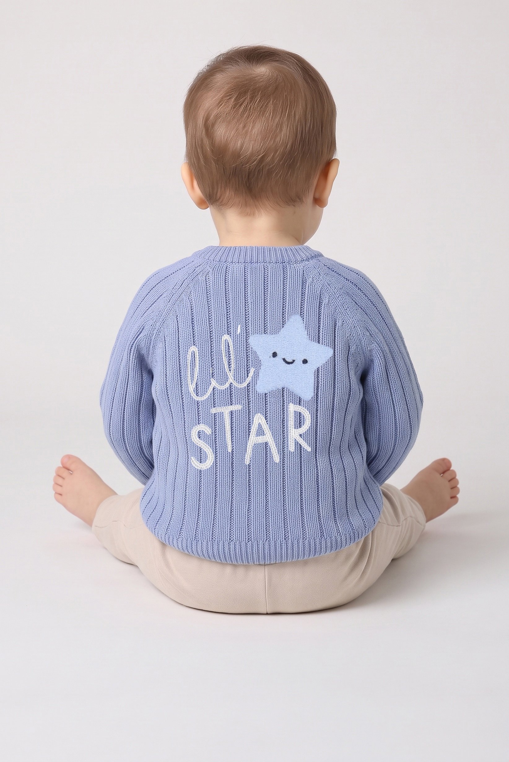 Toddlers Boy Long Sleeve Knitted Sweater, Blue