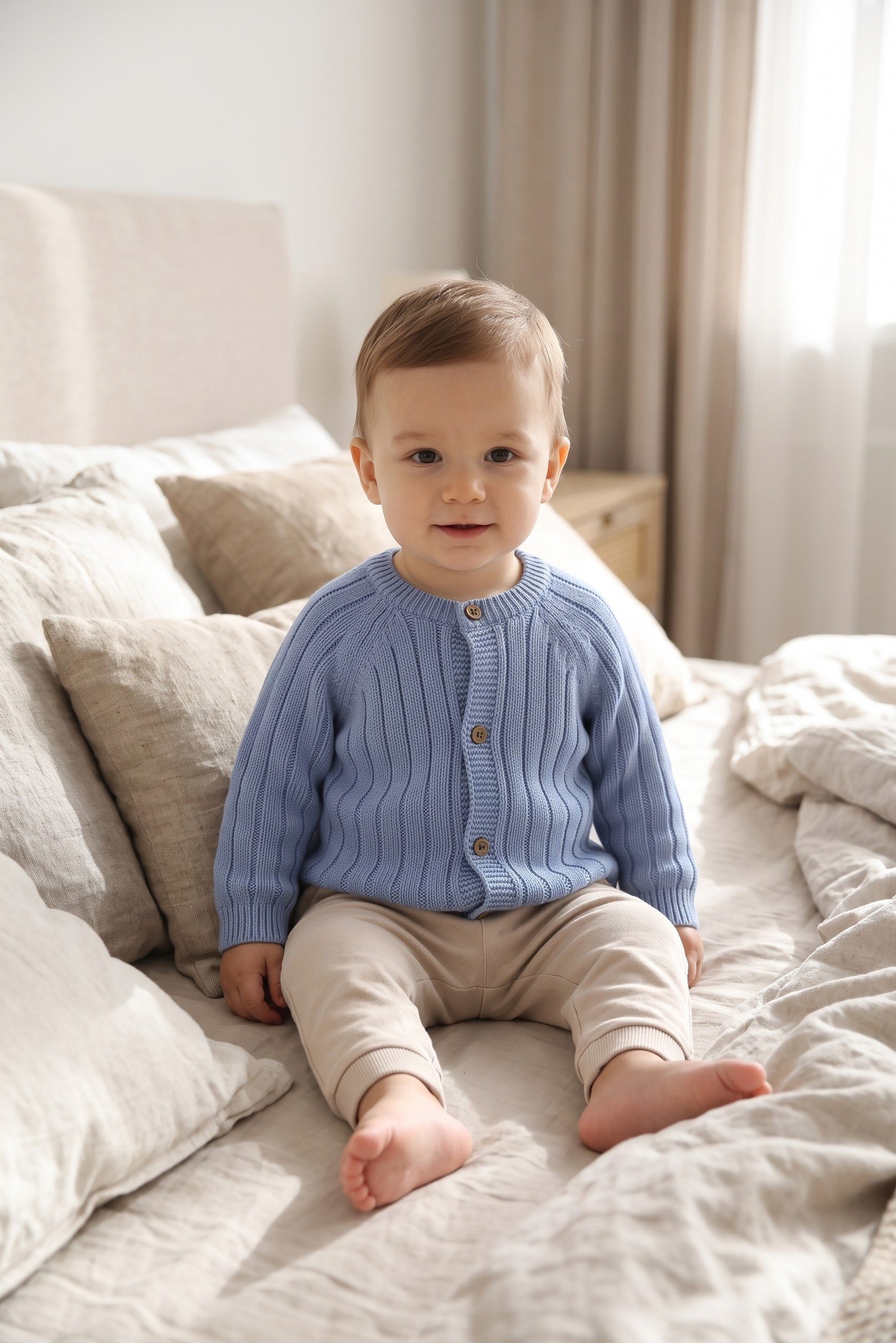 Toddlers Boy Long Sleeve Knitted Sweater, Blue