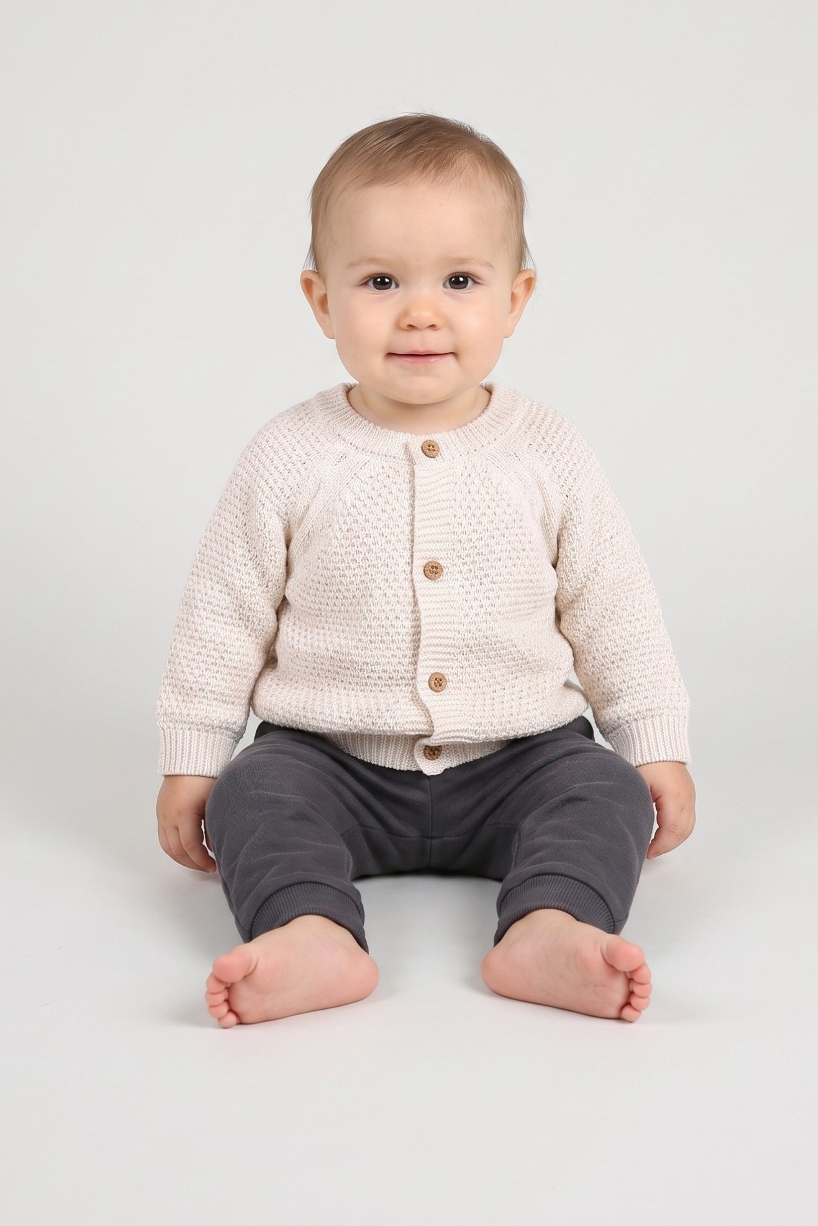 Toddlers GIrl Long Sleeve Knitted Sweater, Cream