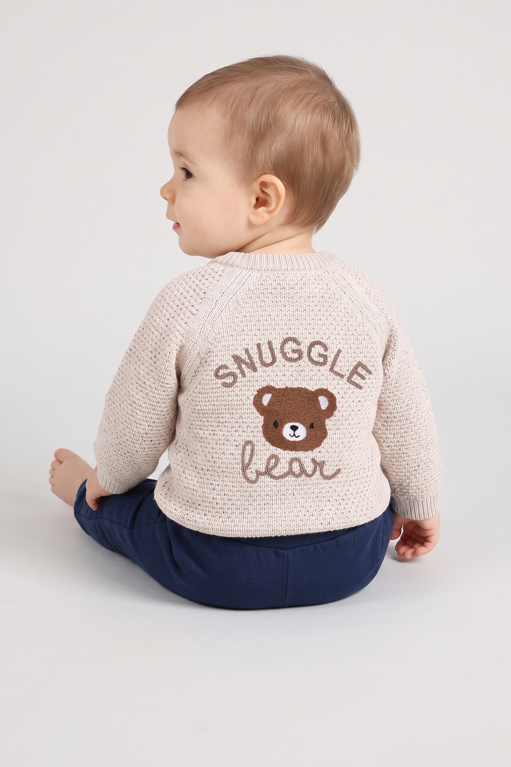 Toddlers Girl Long Sleeve Knitted Cardigan, Beige