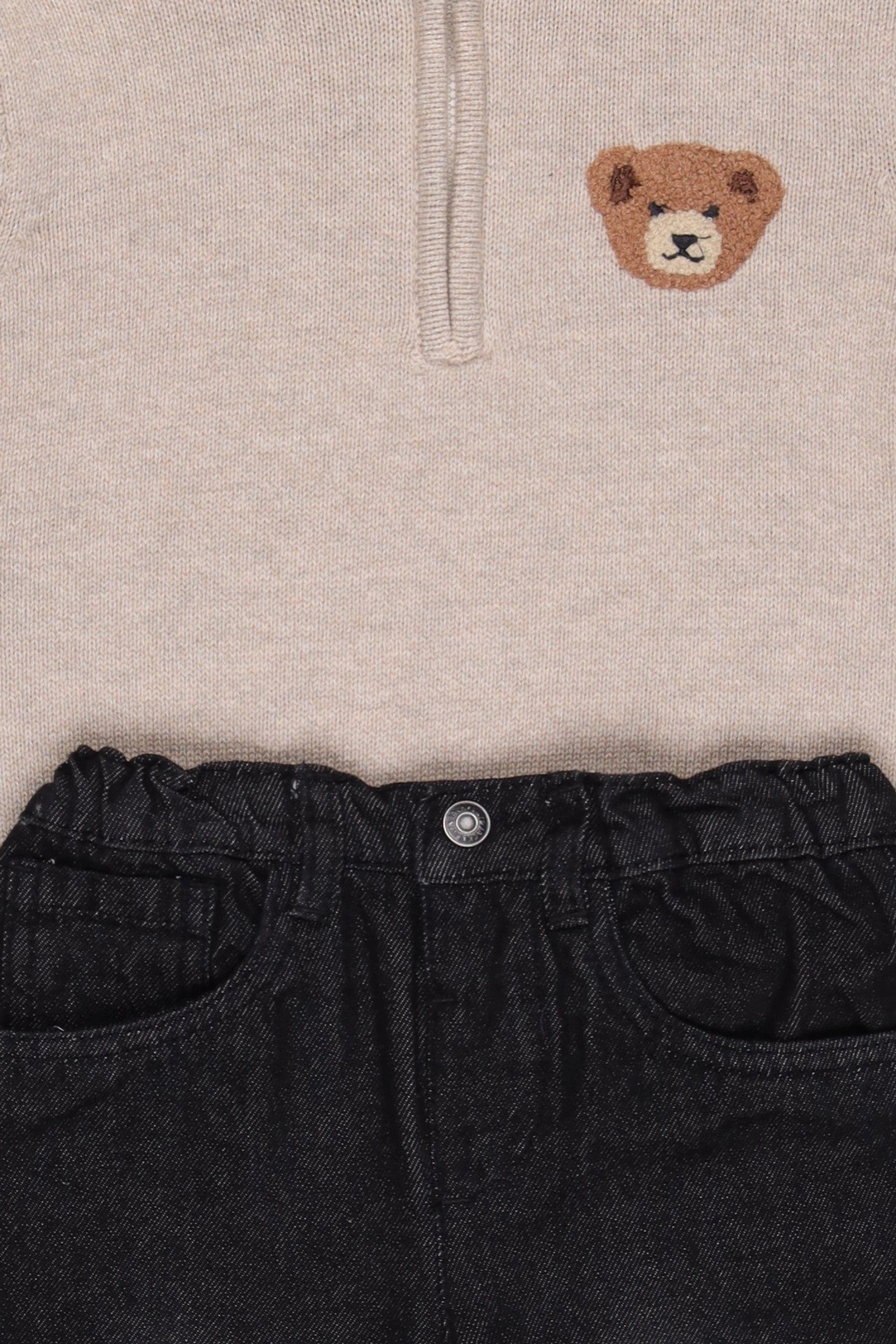 Toddlers Boy 2 Pcs Embroidered Sweater And Jeans Set, Multicolor