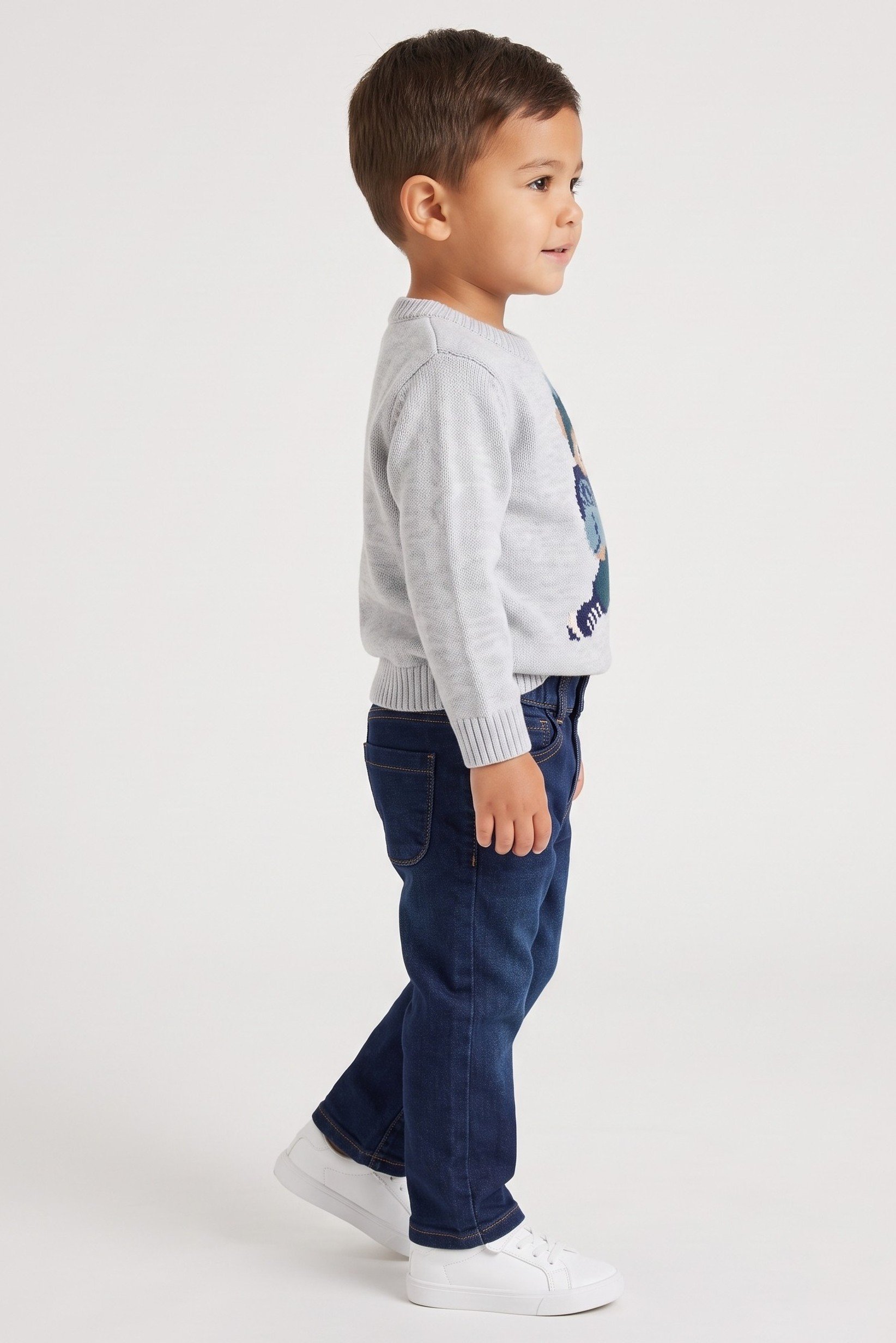 Toddlers Boy 2 Pcs Graphic Print Sweater And Jeans Set, Multicolor