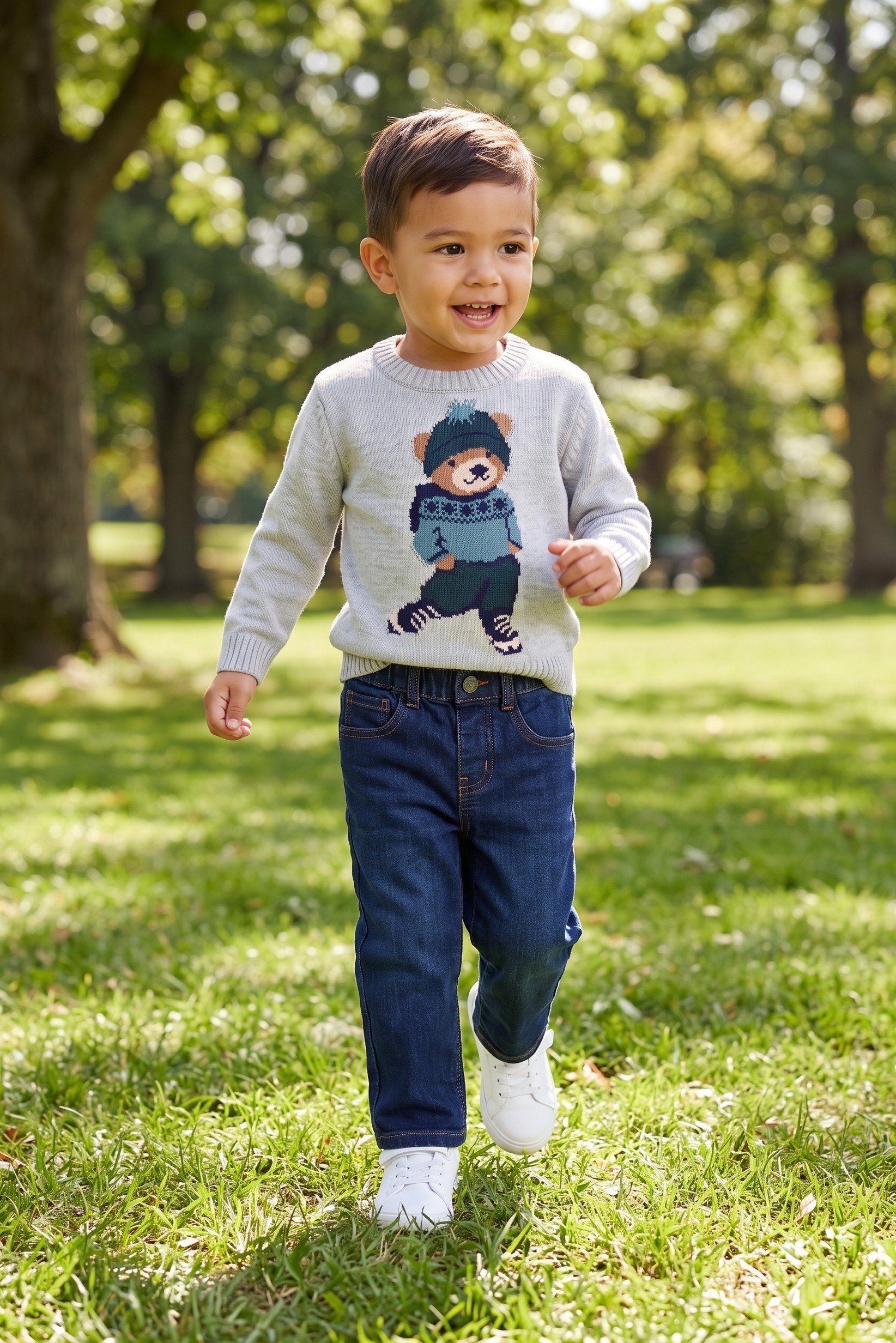 Toddlers Boy 2 Pcs Graphic Print Sweater And Jeans Set, Multicolor