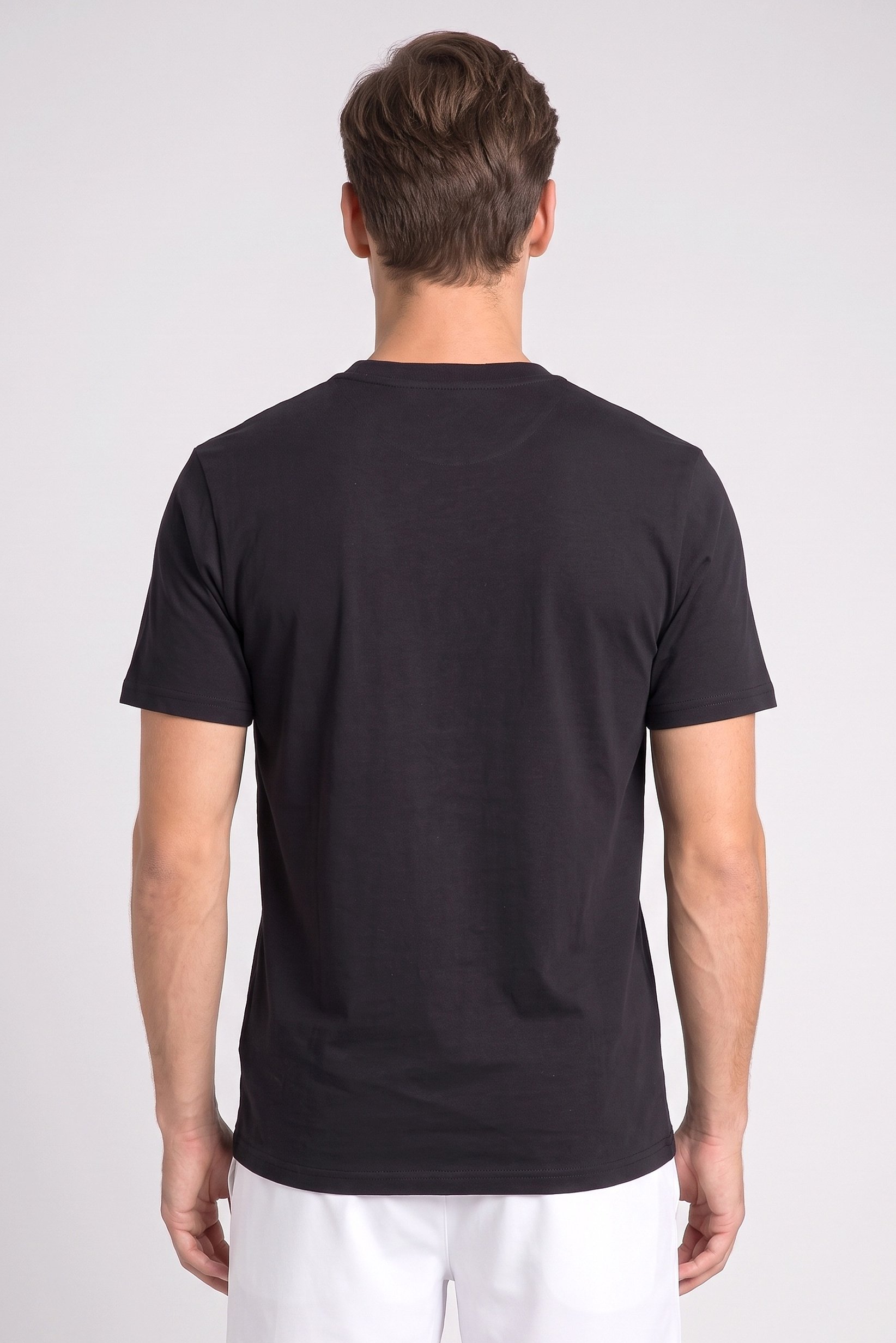 Men Crew Neck Short Sleeve Brand Logo T-Shirt, Black
