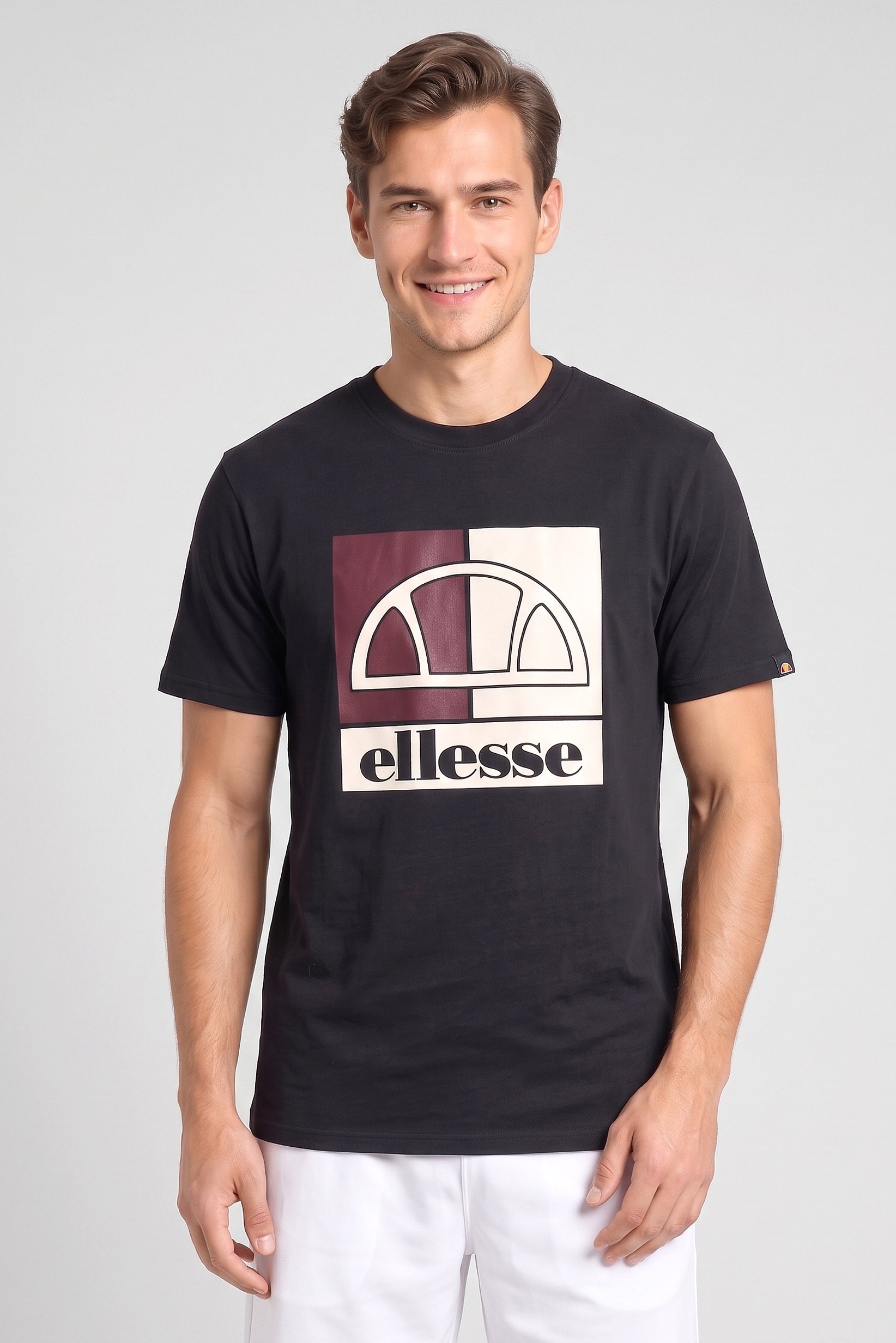 Men Crew Neck Short Sleeve Brand Logo T-Shirt, Black