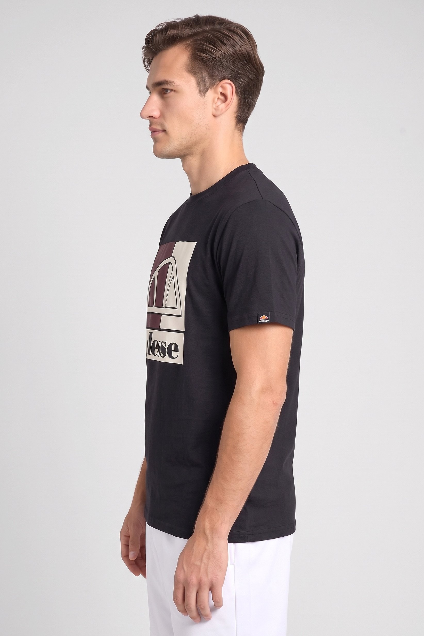 Men Crew Neck Short Sleeve Brand Logo T-Shirt, Black