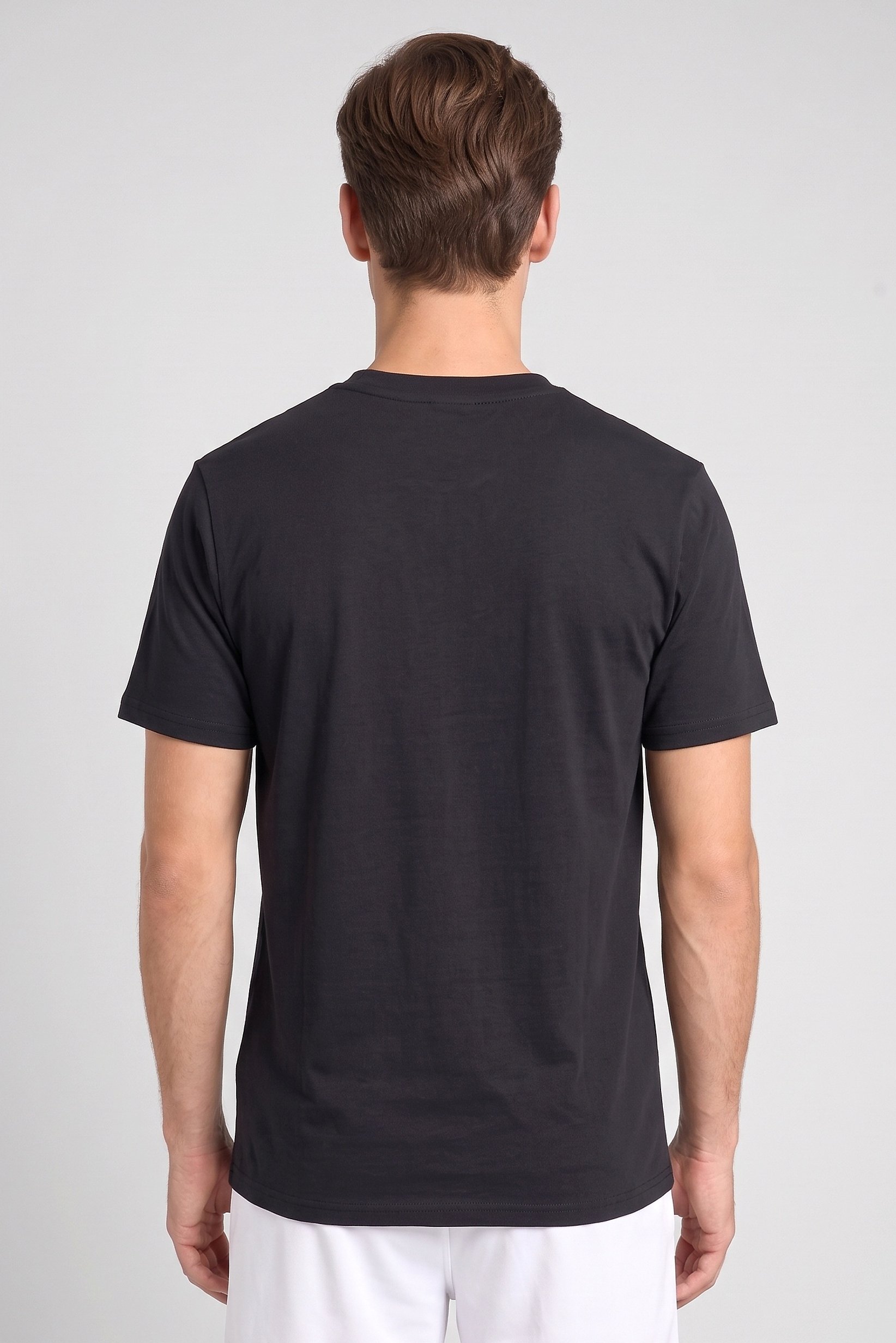 Men Crew Neck Short Sleeve Brand Logo T-Shirt, Black