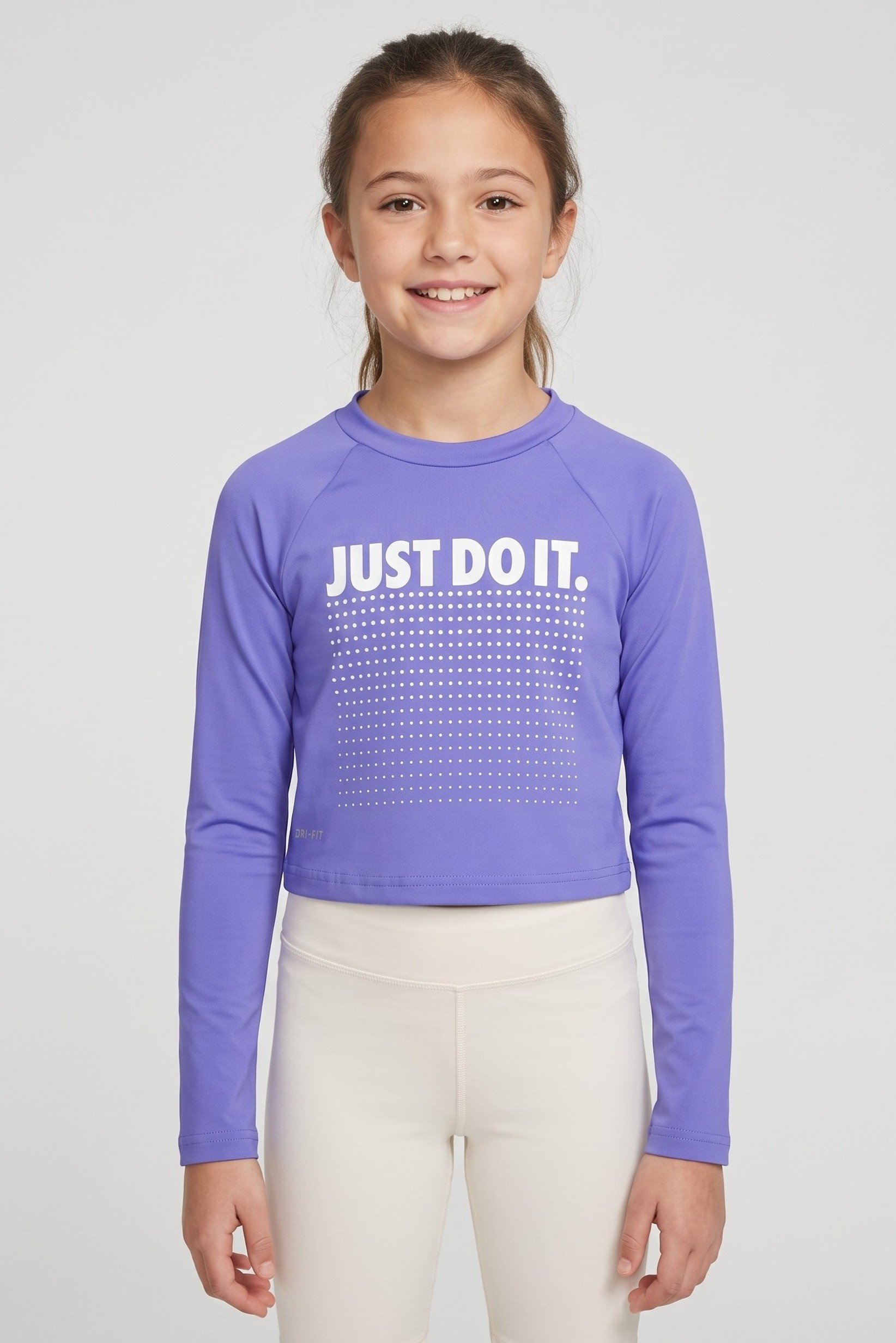 Kids Girl Dri Fit Long Sleeve Swimming Top, Light Indigo