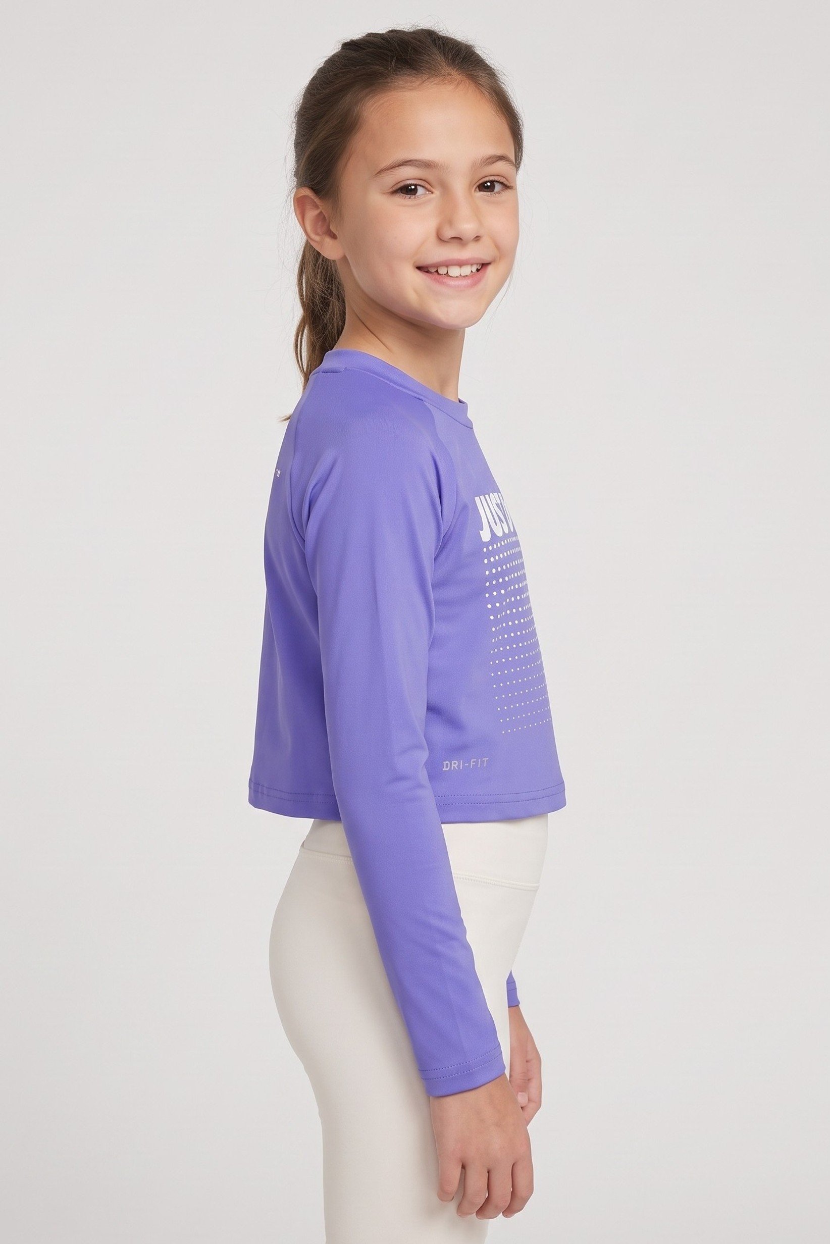 Kids Girl Dri Fit Long Sleeve Swimming Top, Light Indigo