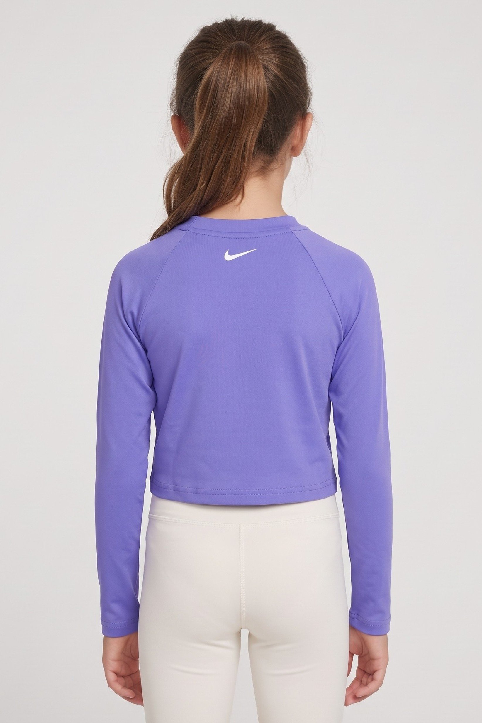 Kids Girl Dri Fit Long Sleeve Swimming Top, Light Indigo
