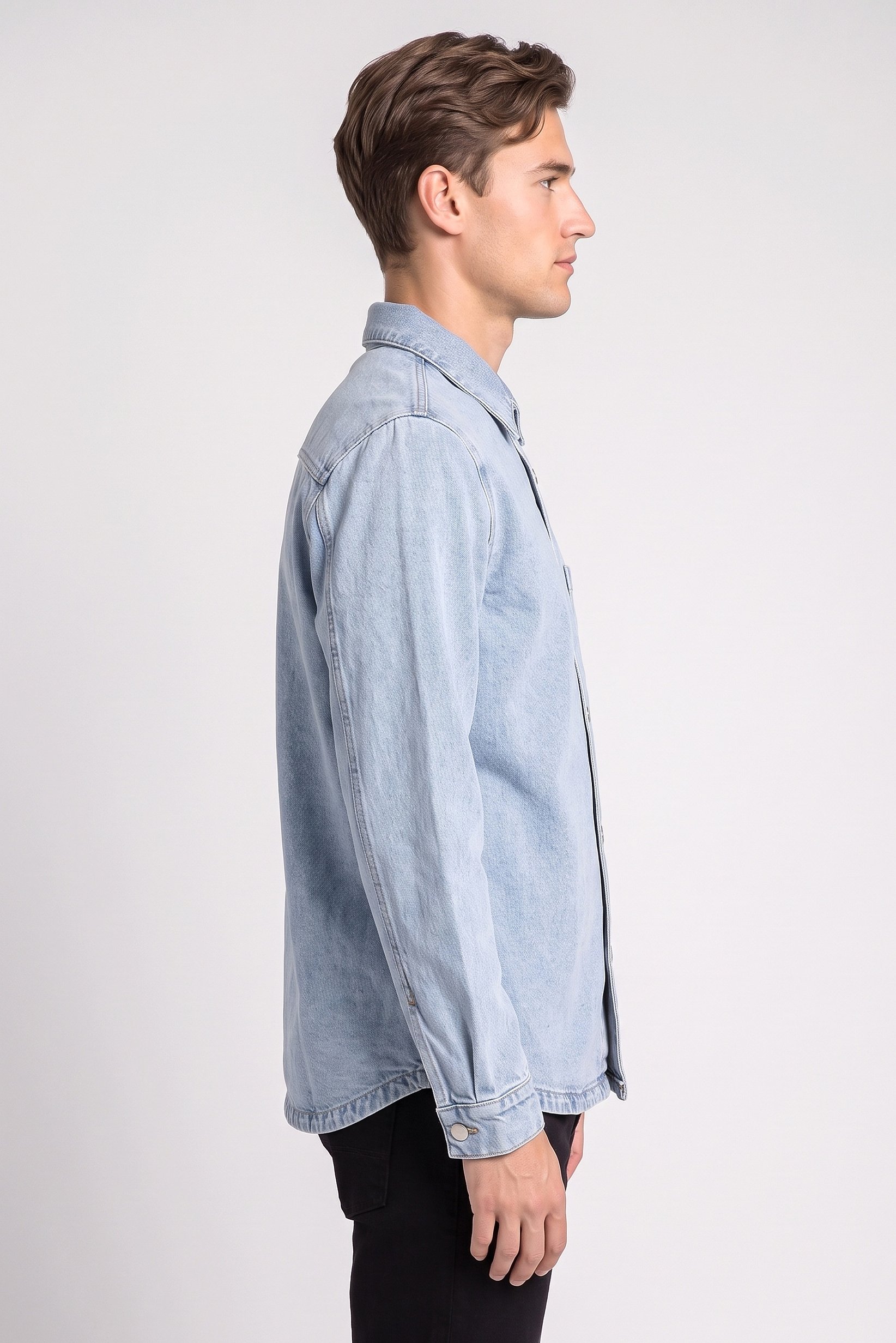 Men Washed Denim Jacket, Blue