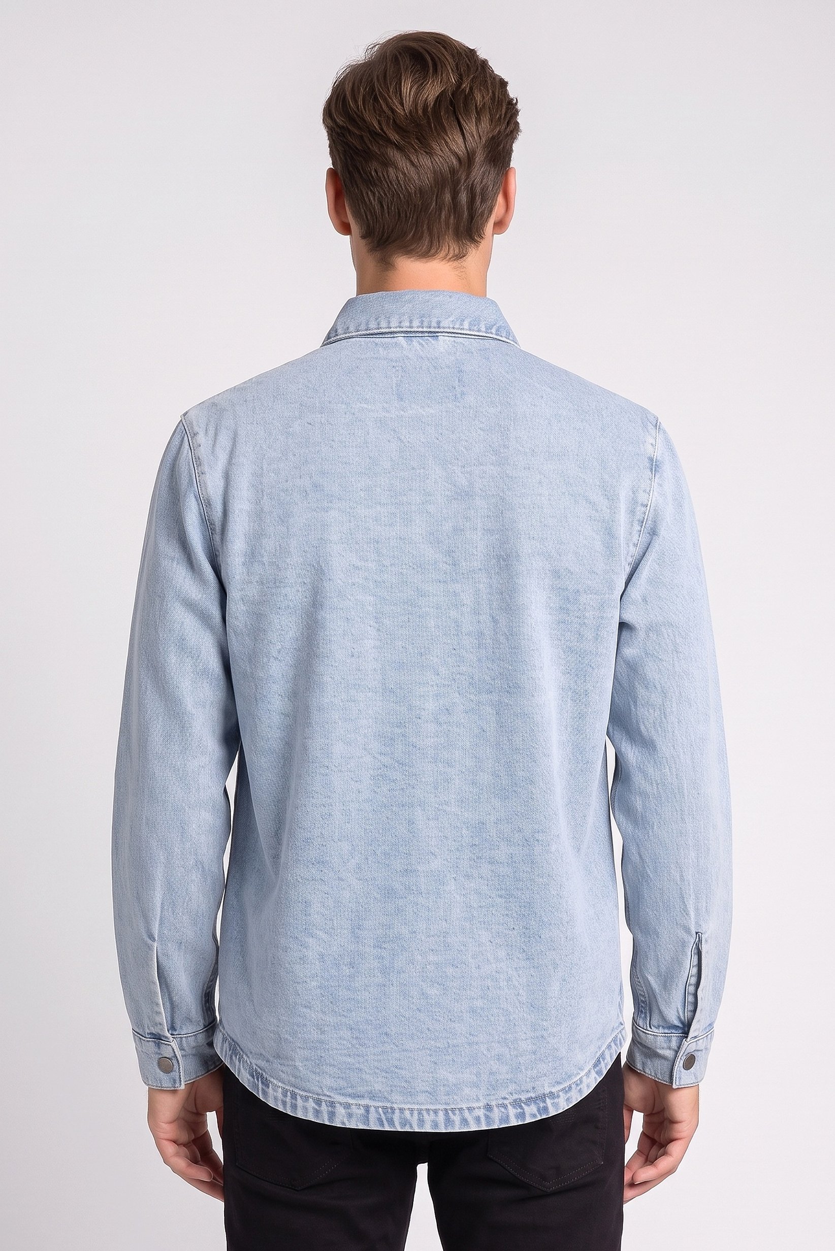 Men Washed Denim Jacket, Blue