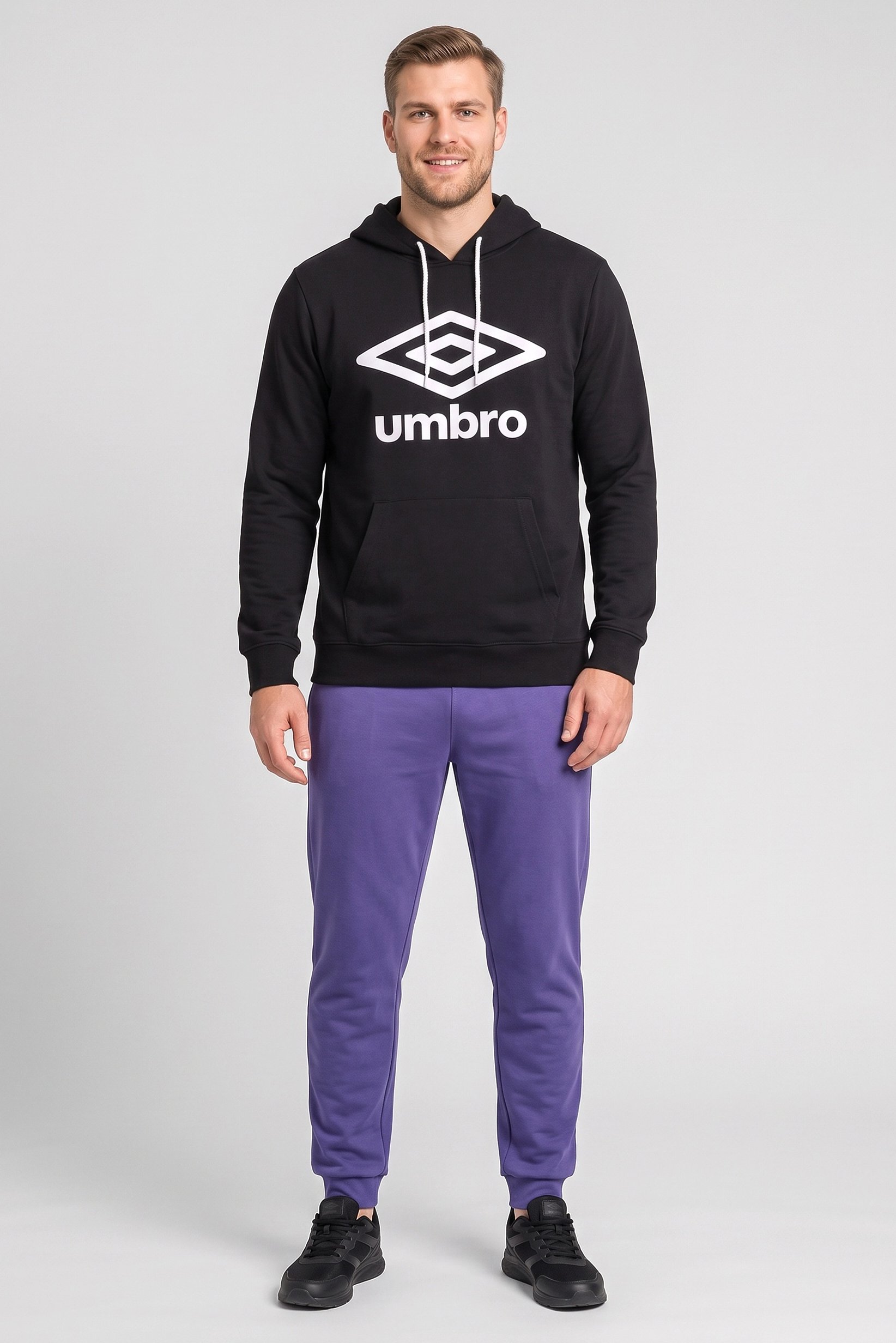 Men Sportswear Fit Brand Logo Outdoor Hoodie, Black