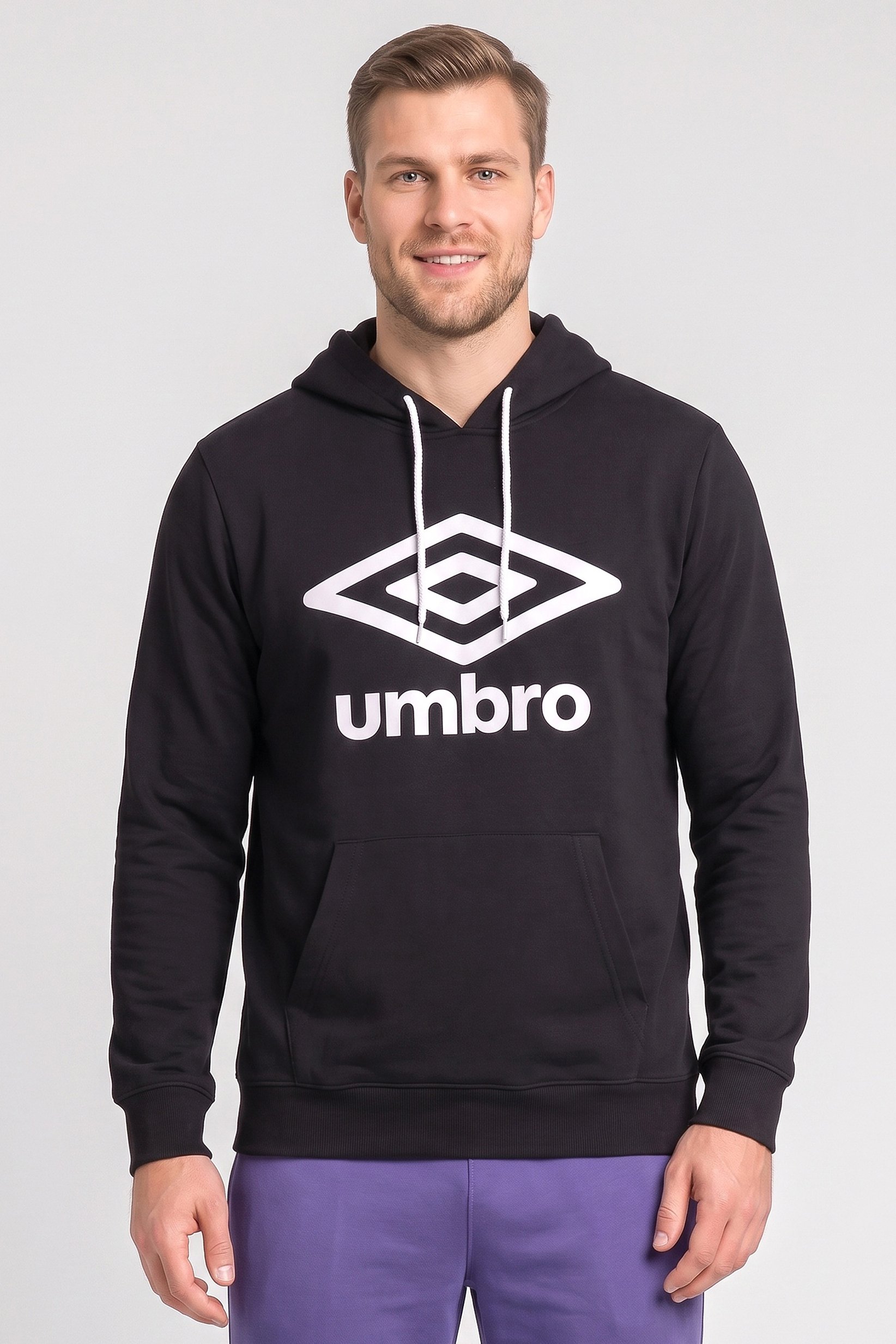 Men Sportswear Fit Brand Logo Outdoor Hoodie, Black