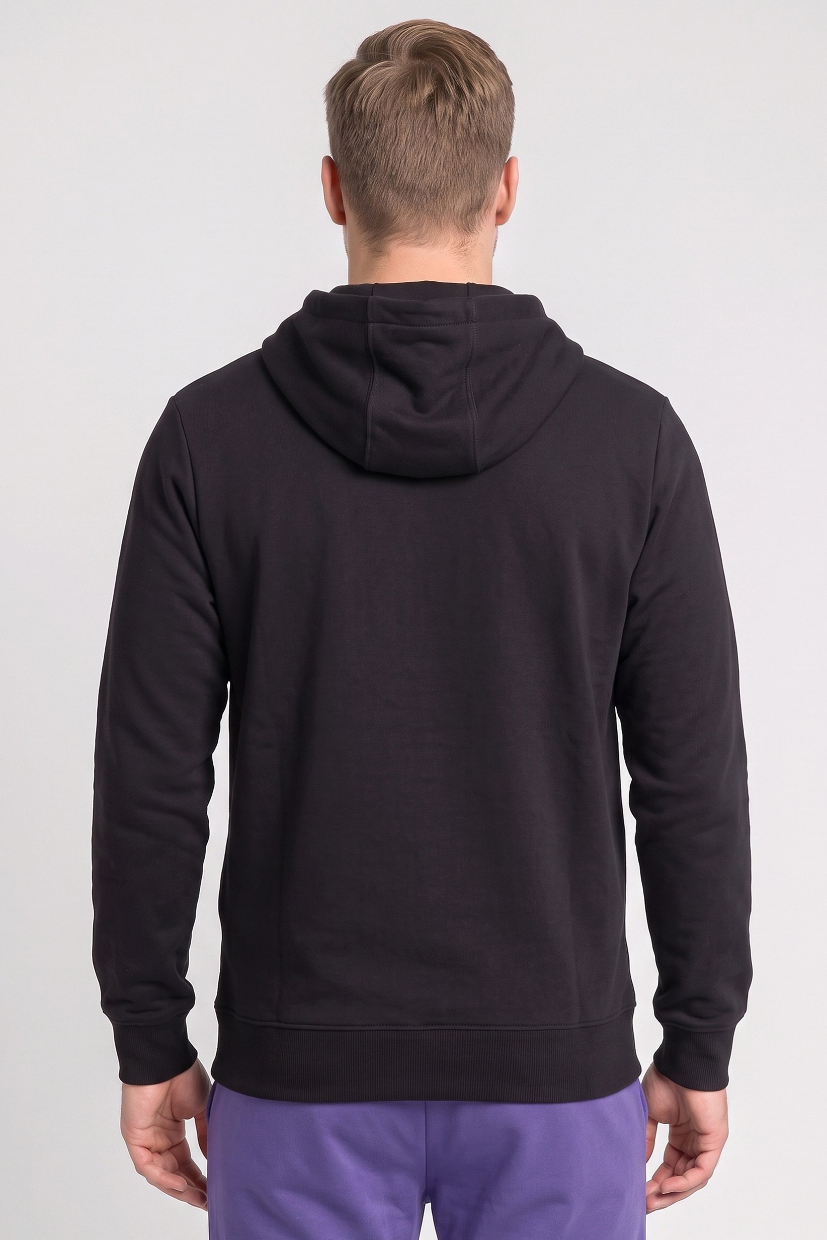 Men Sportswear Fit Brand Logo Outdoor Hoodie, Black