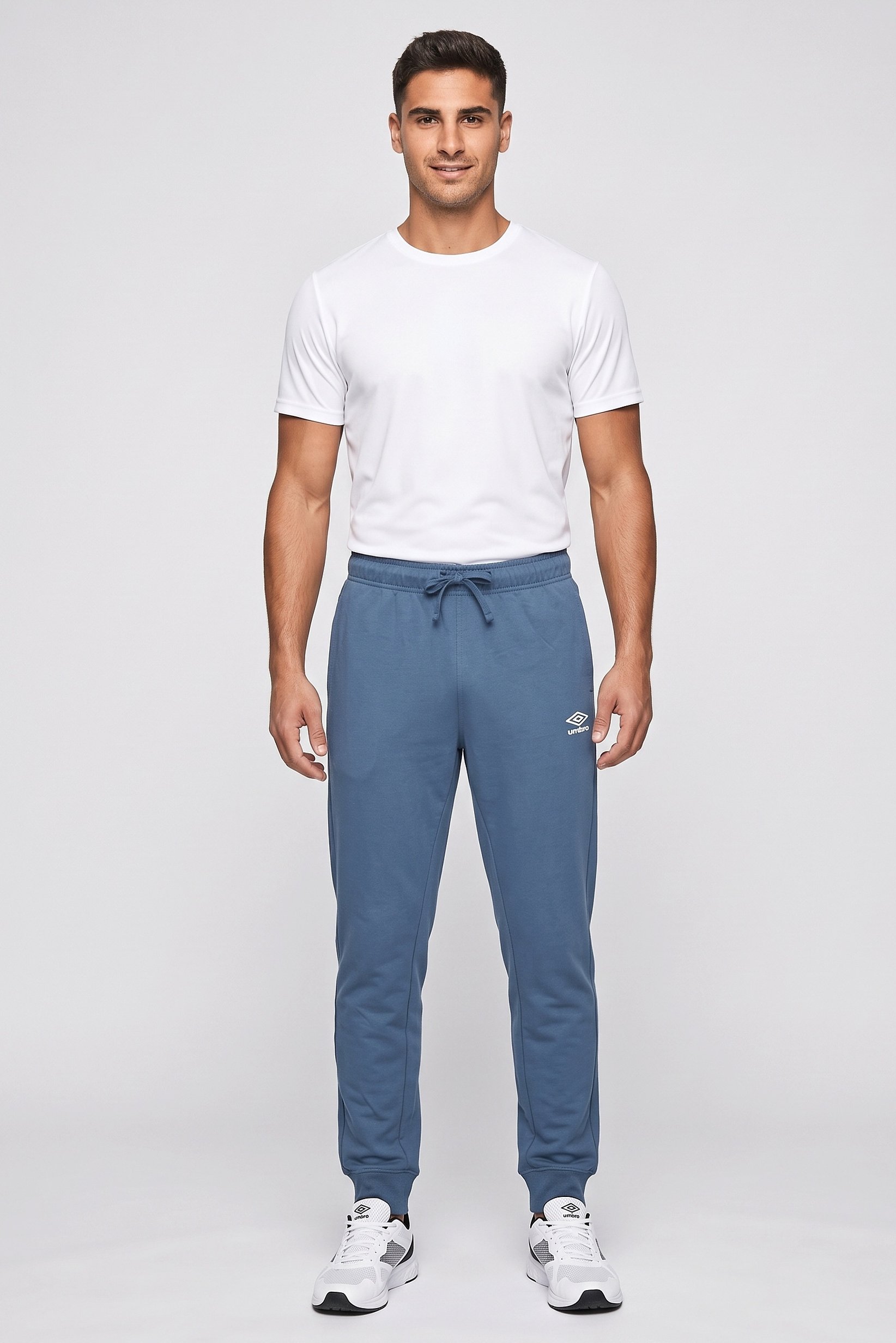 Men Slim Fit Brand Logo Training Sweatspants, Sage Blue