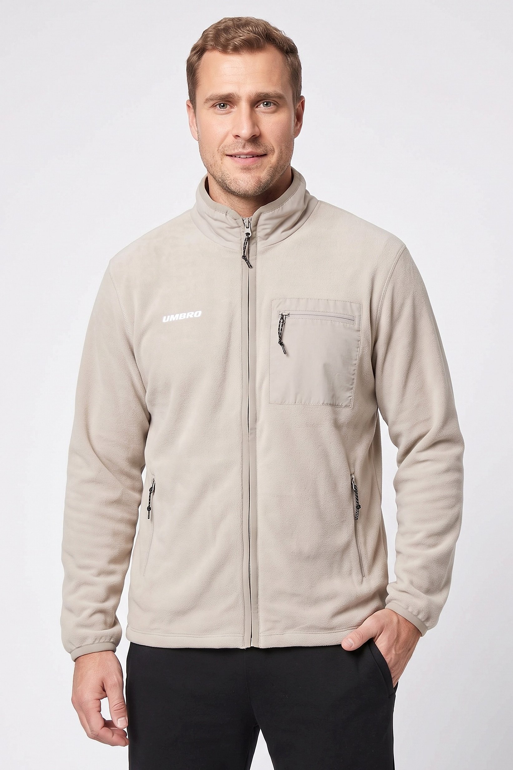 Men Sportswear Fit Long Sleeve Outdoor Jacket, Light Grey