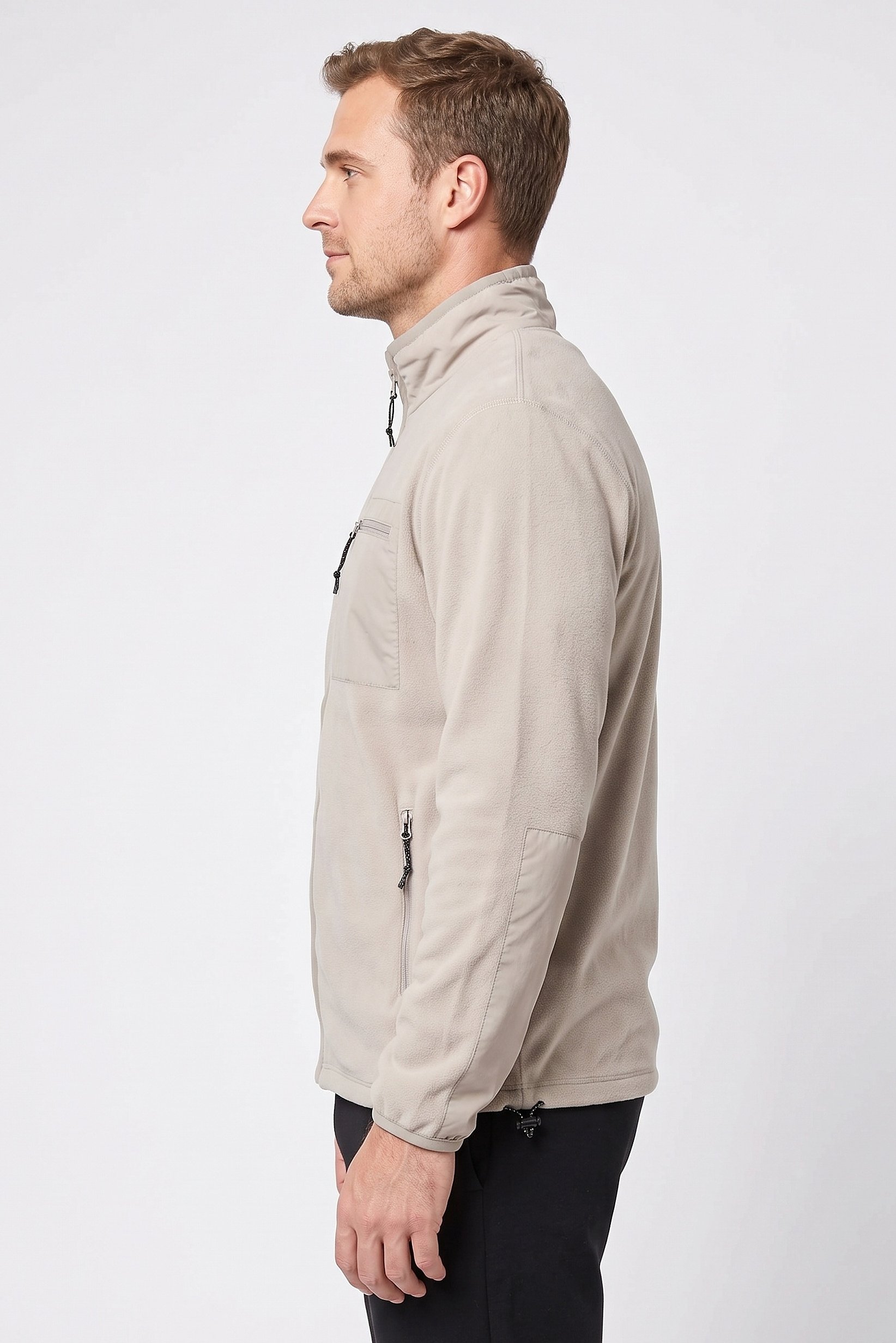 Men Sportswear Fit Long Sleeve Outdoor Jacket, Light Grey