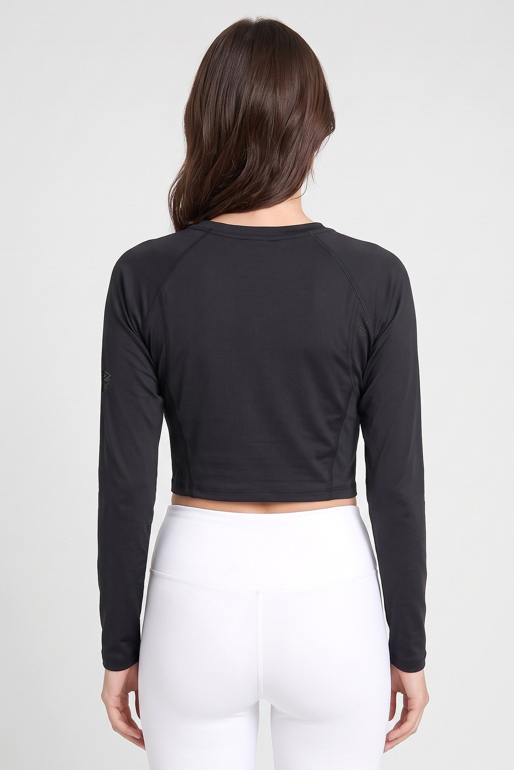 Women Sportswear Fit Long Sleeve Training Crop Top, Black