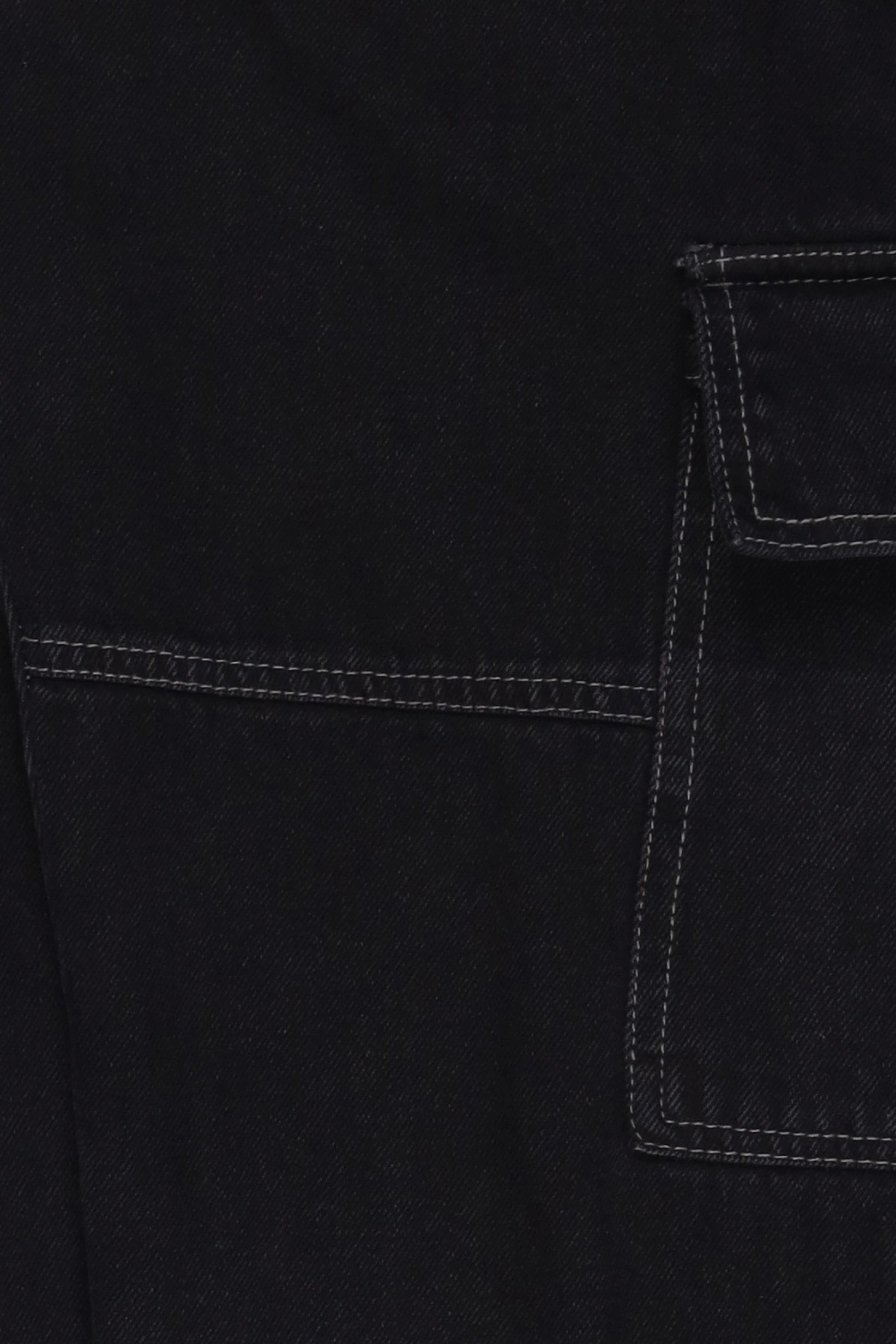 Men Loose Fit Solid Non-Stretchable Cargo Jeans, Black